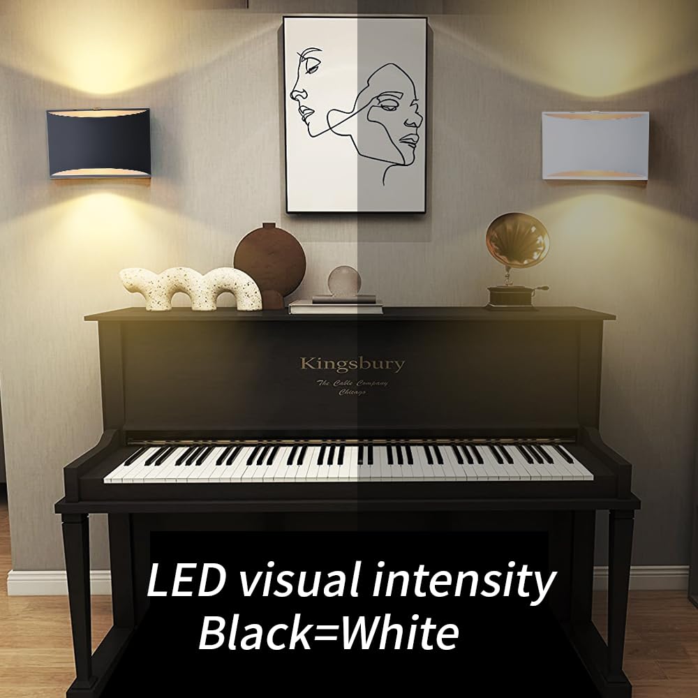 Blueye 2-Pack Battery Operated Wall Sconce, Remote Control, Dimmable, 600 Lumens, Black