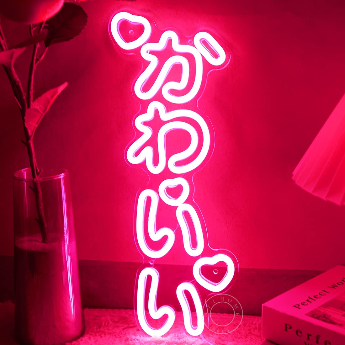 SYLHOME LED Neon Light Sign Vertical Cute Japanese Anime Decor 15.75in x 6.14in Pink Acrylic Model NS-RC5VDSK-Kawaii-P