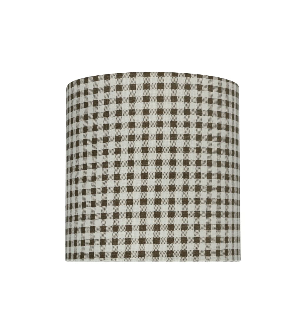Aspen Creative Drum Lamp Shade, Light Brown Checkered, 8in x 8in x 8in, Model 31057A, Textured Cotton Fabric