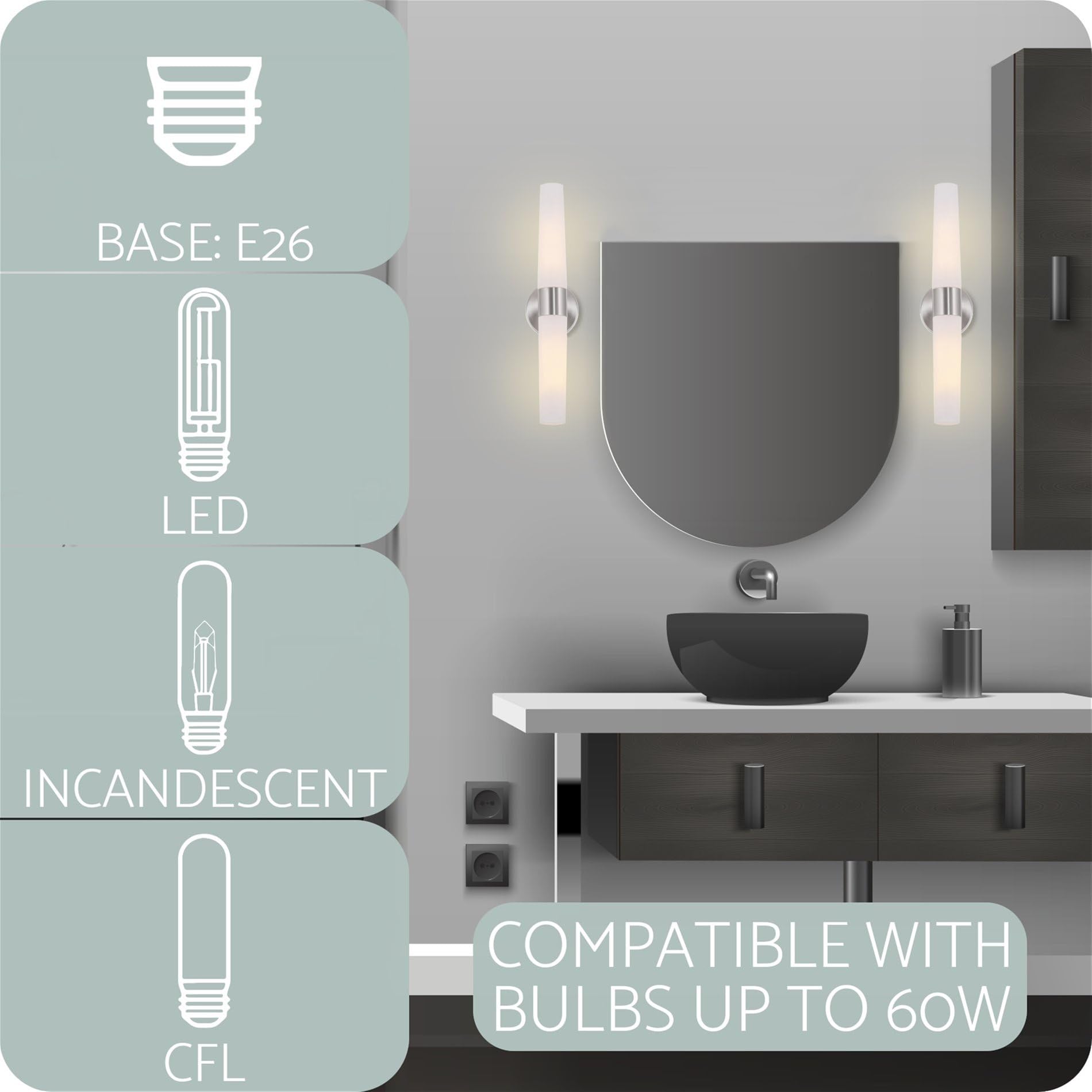 Kira Home Duo 21in Wall Sconce, Frosted Opal Glass Shades, Brushed Nickel Finish, 2-Pack, Model RV-W131-1747-BN-P2