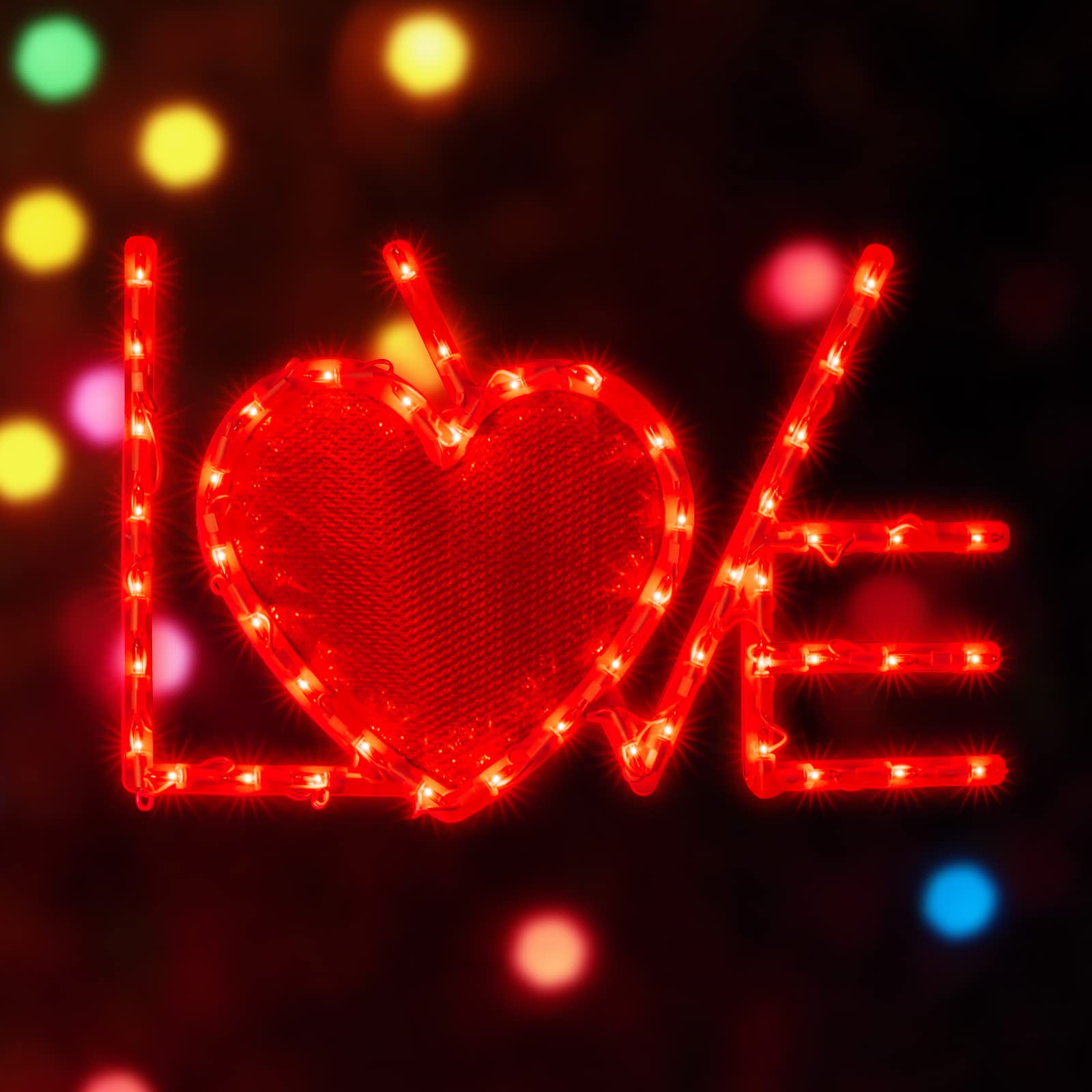 LAMPHOME 50L 17.3'' Red Love with Heart Valentine's Day Window Silhouette Decoration