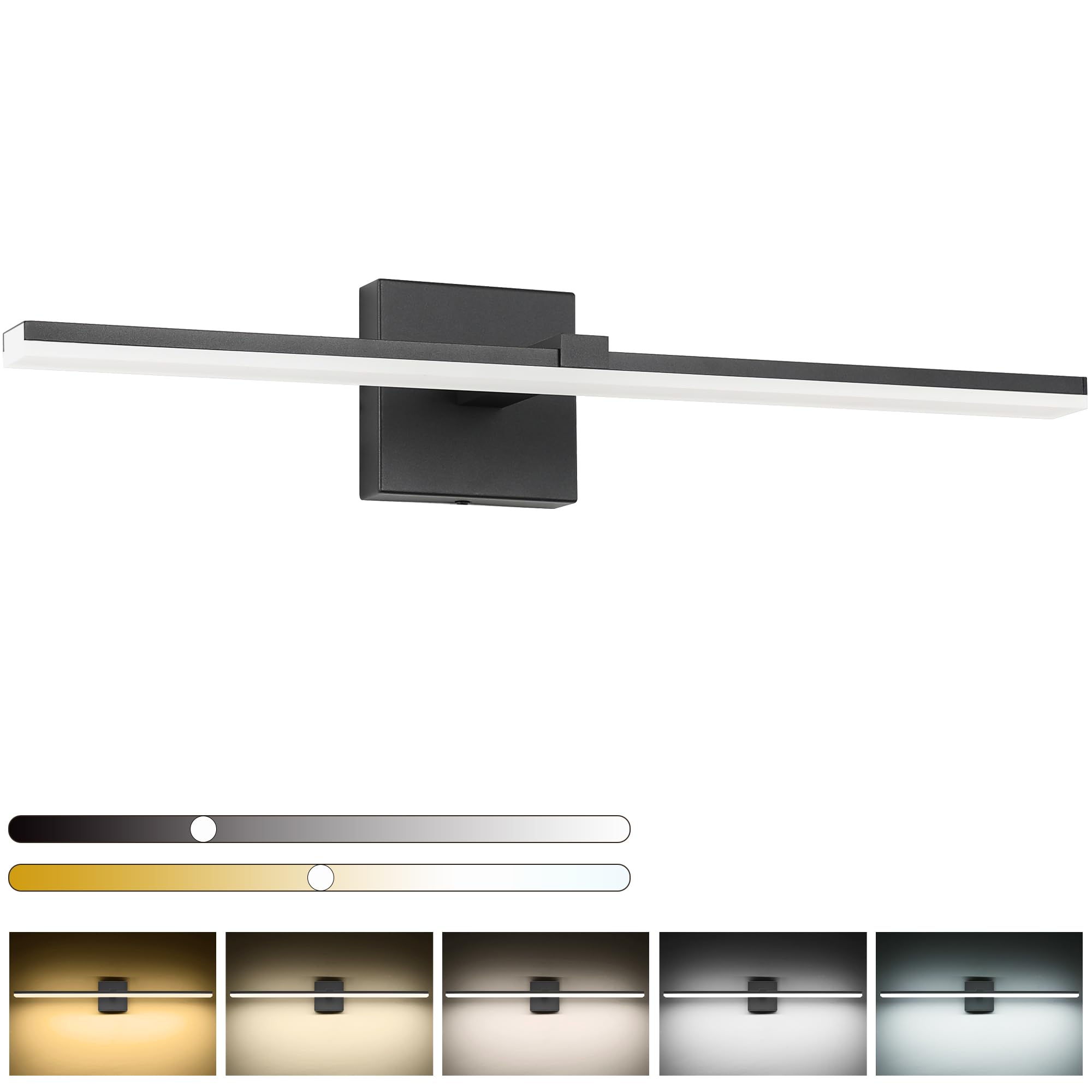 Zuzito Black Bathroom Light Fixtures - Modern Vanity Lights For Bathroom 24In - Led Bath Lights Bar 5Cct Dimmable