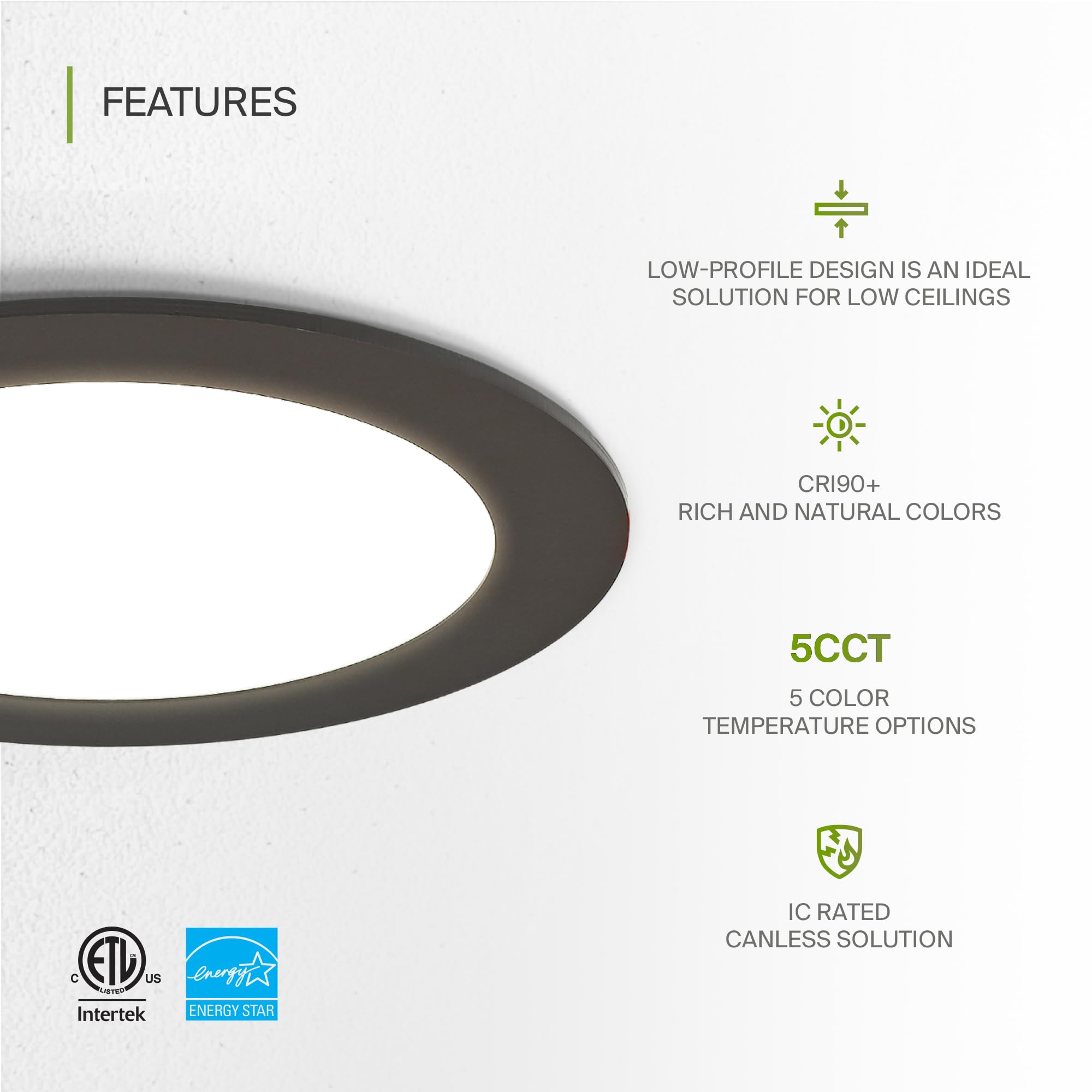 Asd 6 Pack Led Recessed Lighting 6 Inch 12W  5 Cct 2700K-5000K Cri90+  Ic Rated Ultra Thin Dimmable Ceiling Lights With J Box  Canless Wafer Downlight  Round Slim Panel Light  Energy Star Etl  Bronze