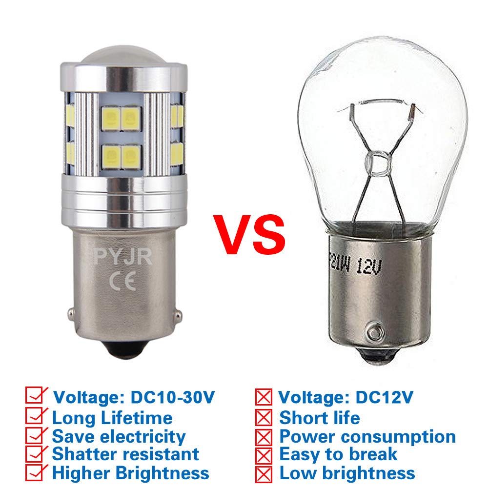 Pyjr 1156 Led Reverse Light Bulbs, 1000 Lumens, 6000K Xenon White, Pack Of