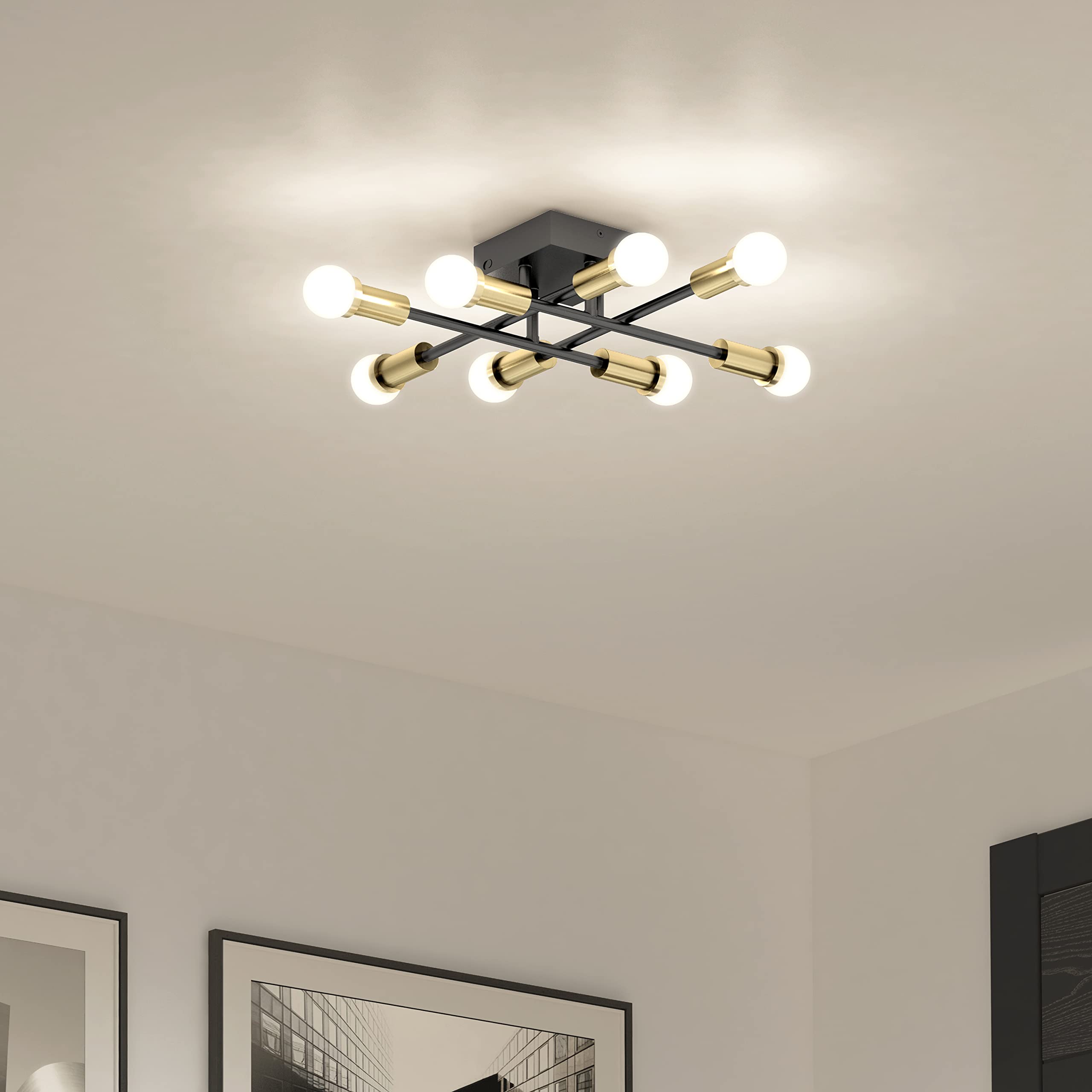 Artika Aristo 22W Led Flush Mount Light, Black & Gold, 2000 Lumens, Ideal For Home Spaces