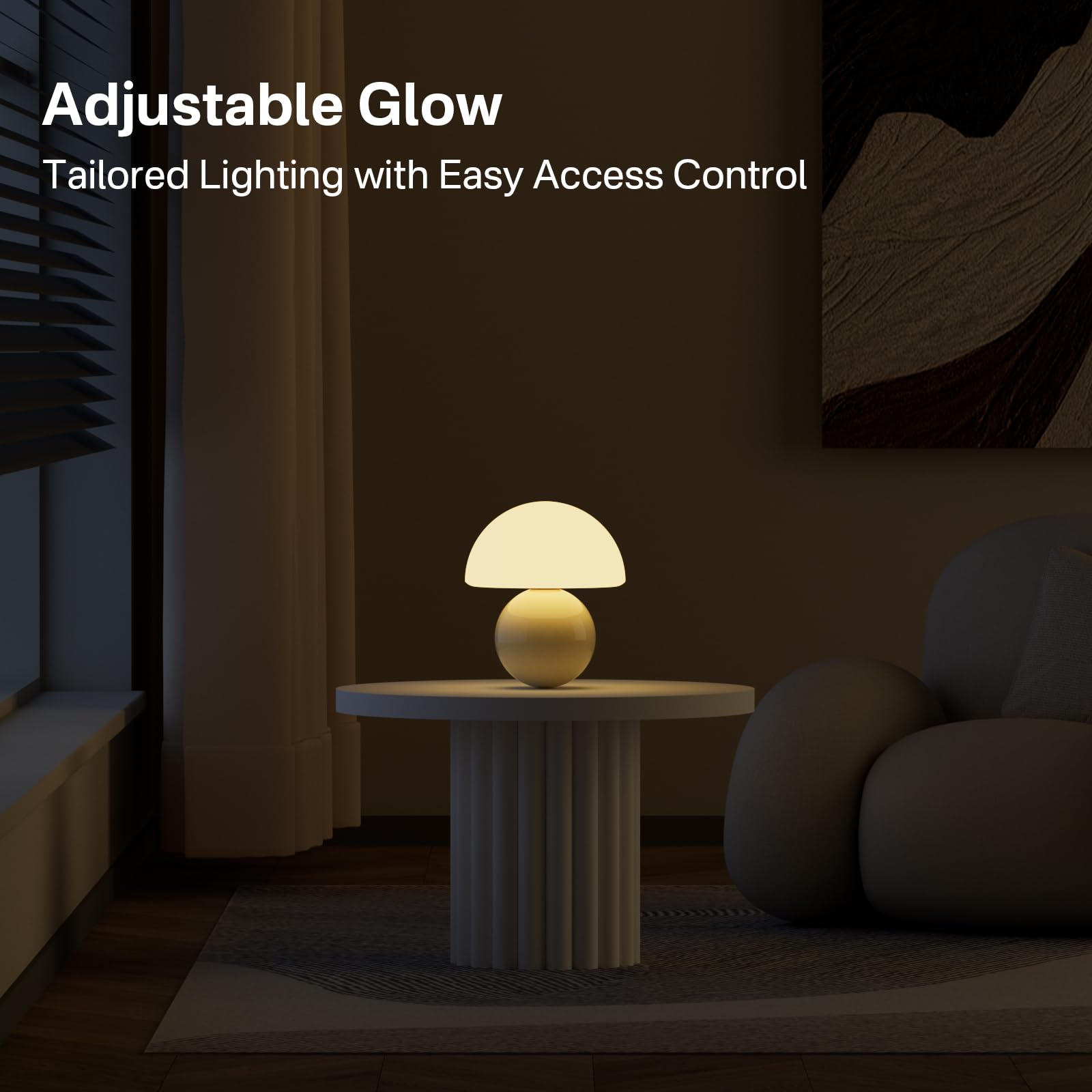 Dawnwake Mushroom Table Lamp for Bedroom, Cream, Small, Model TD3003, Cute Mini Modern Mid Century Design, Unique Aesthetic Decor
