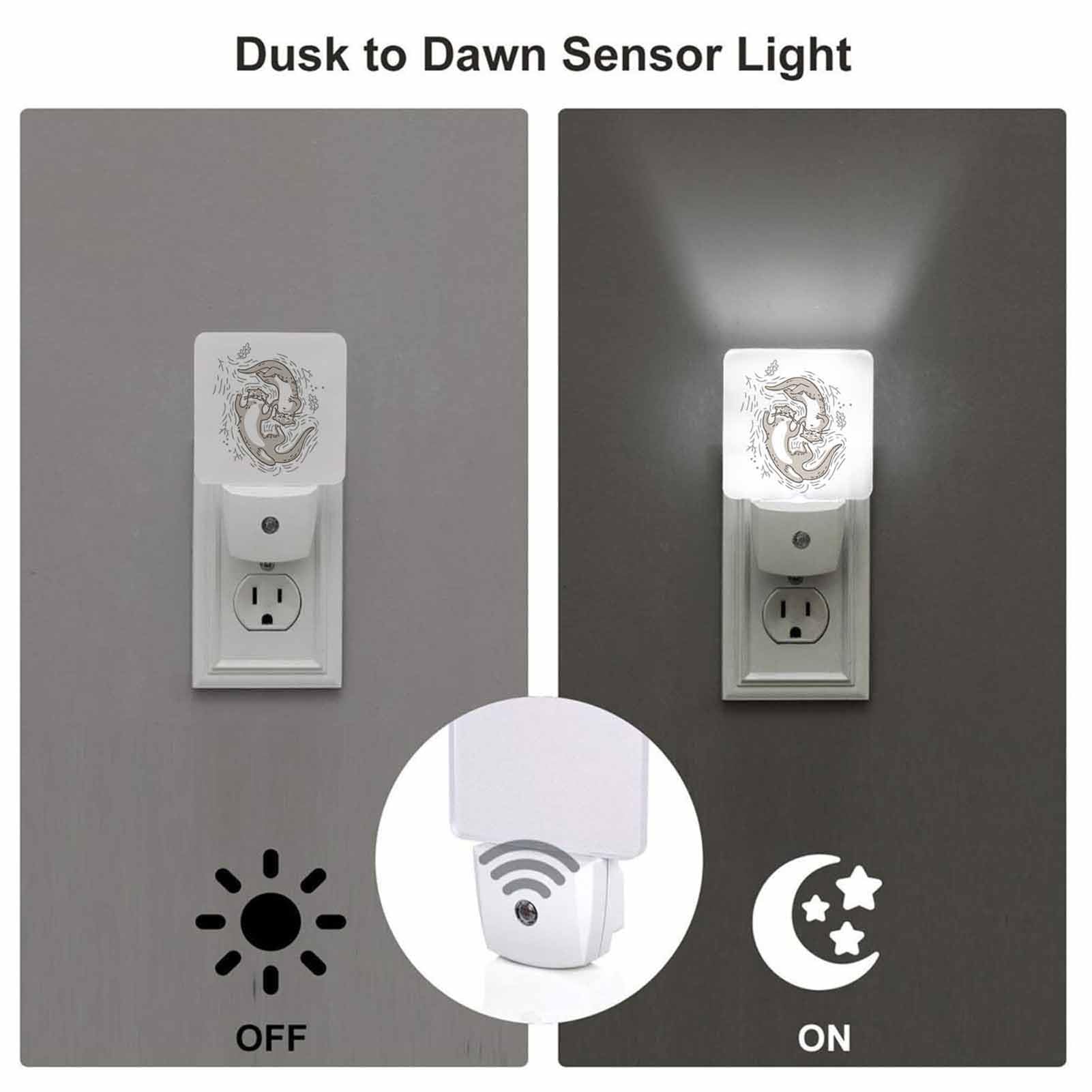 Chrobak Led Night Light,Funny Couple Otter Led Night Light Plug Into Wall With Dusk To Dawn Light Sensor White Energy Efficient