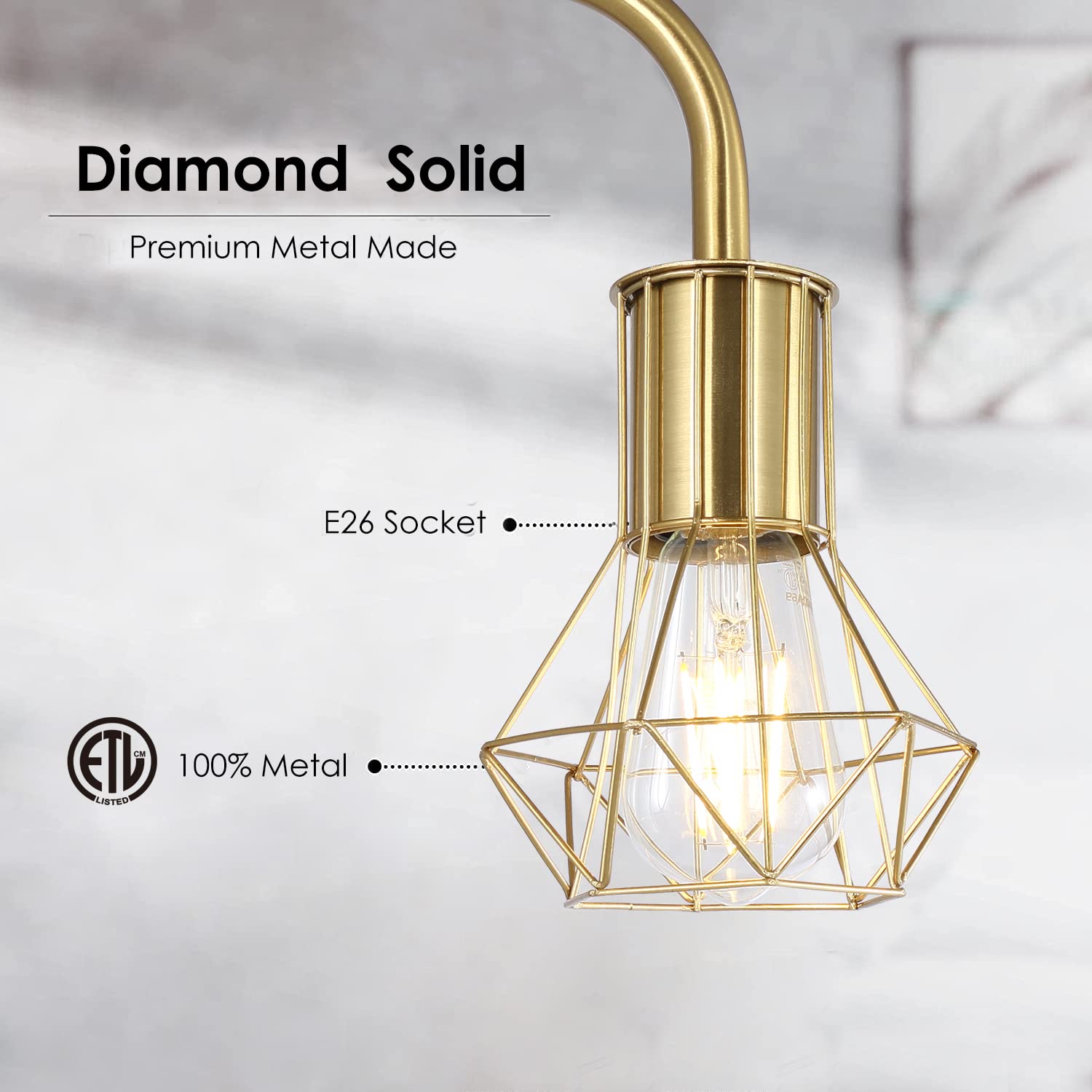 Boostarea Floor Lamp,Industrial Floor Lamp,Standing Lamp,E26 Socket,On/Off Footswitch,Whole Metal,Modern Floor Lamp For Bedroom,