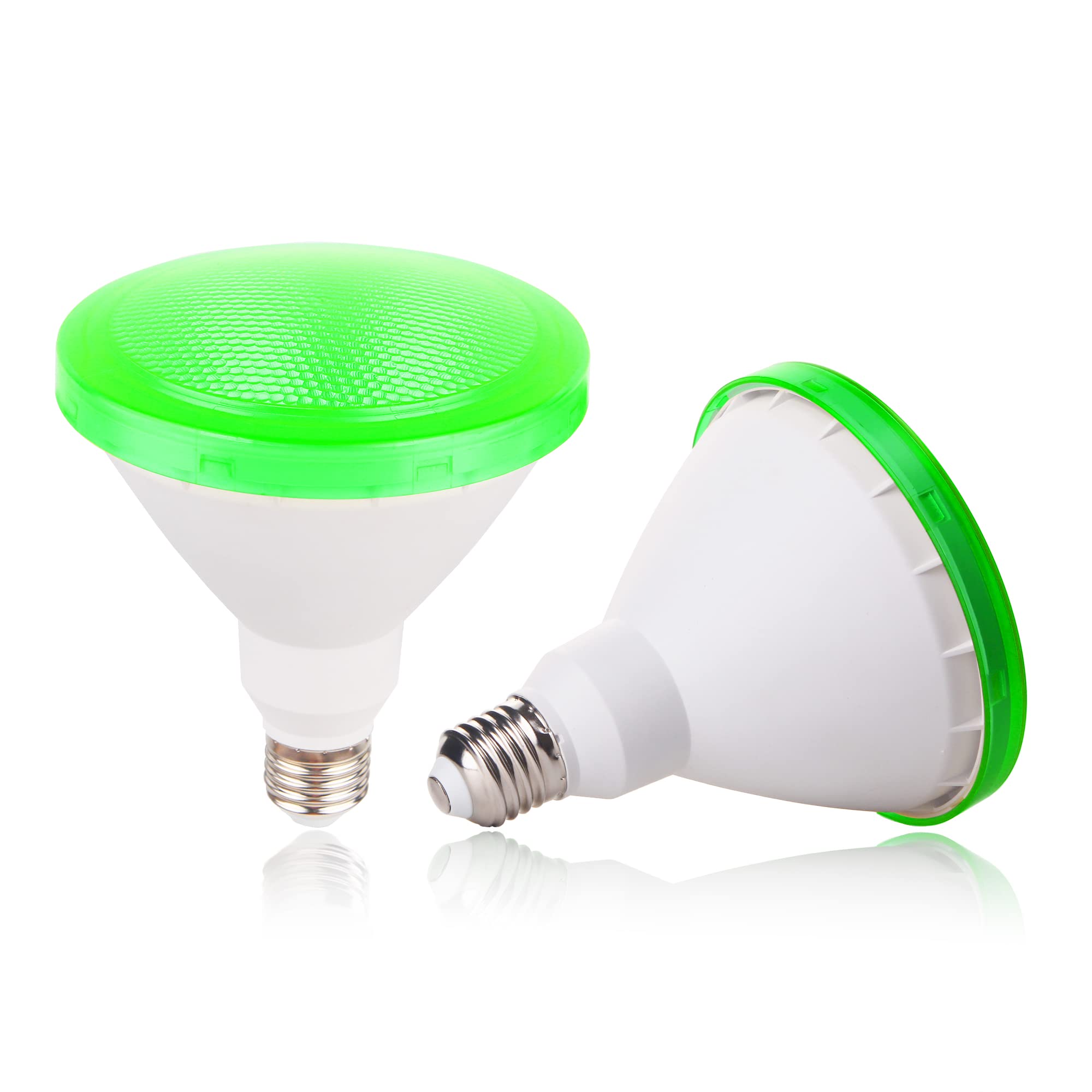 GREENIC Green LED Flood Light Bulb, 15W (100W Equivalent), PAR38 Size, E26 Base, Plastic, 2 Pack