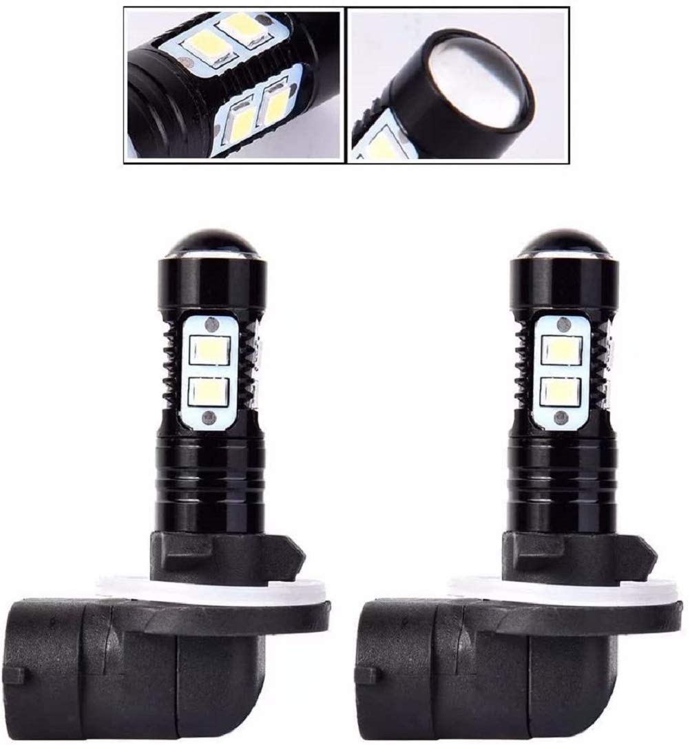 JahyShow 50W LED Fog Light Bulbs, 6500K Cool White, 2 Pack, Fits 881 889 862 886 894 896 898, Aluminum