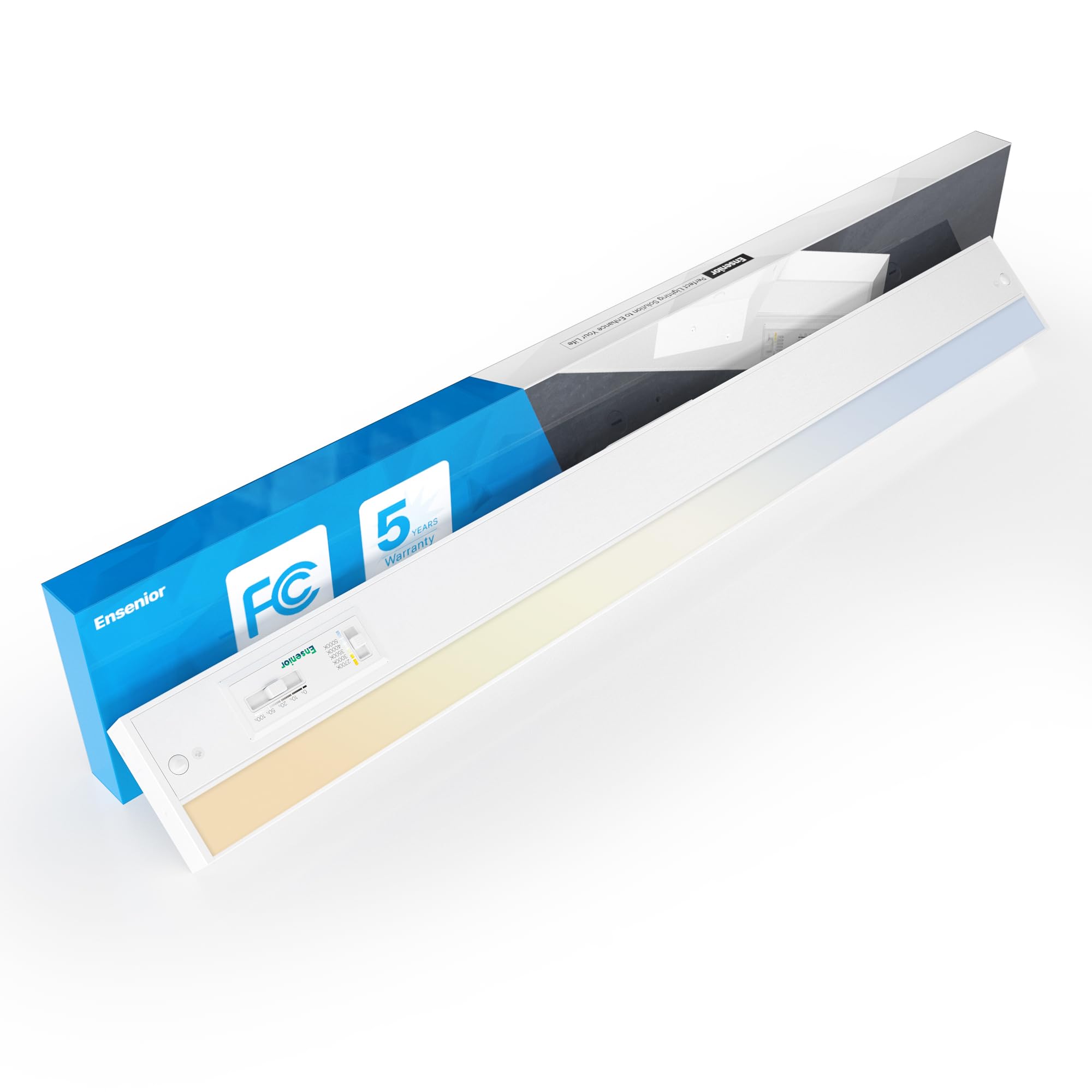 Ensenior 18 Inch LED Under Cabinet Lighting Hardwired or Plug-in Installation, 5CCT Color Selectable - 2700K/3000K/3500K/4000K/5