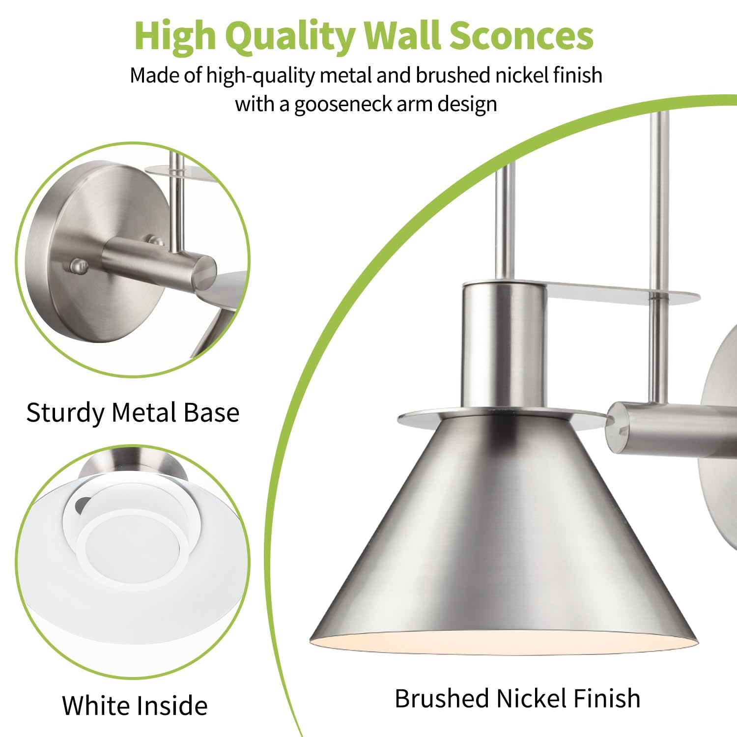 Novantl Brushed Nickel Battery Operated Wall Sconce, Wireless Battery Operated Wall Lights, Wall Sconces Set Of Two Battery Operated, Remote Wall Sconces Battery Operated For Gallery, Bedroom