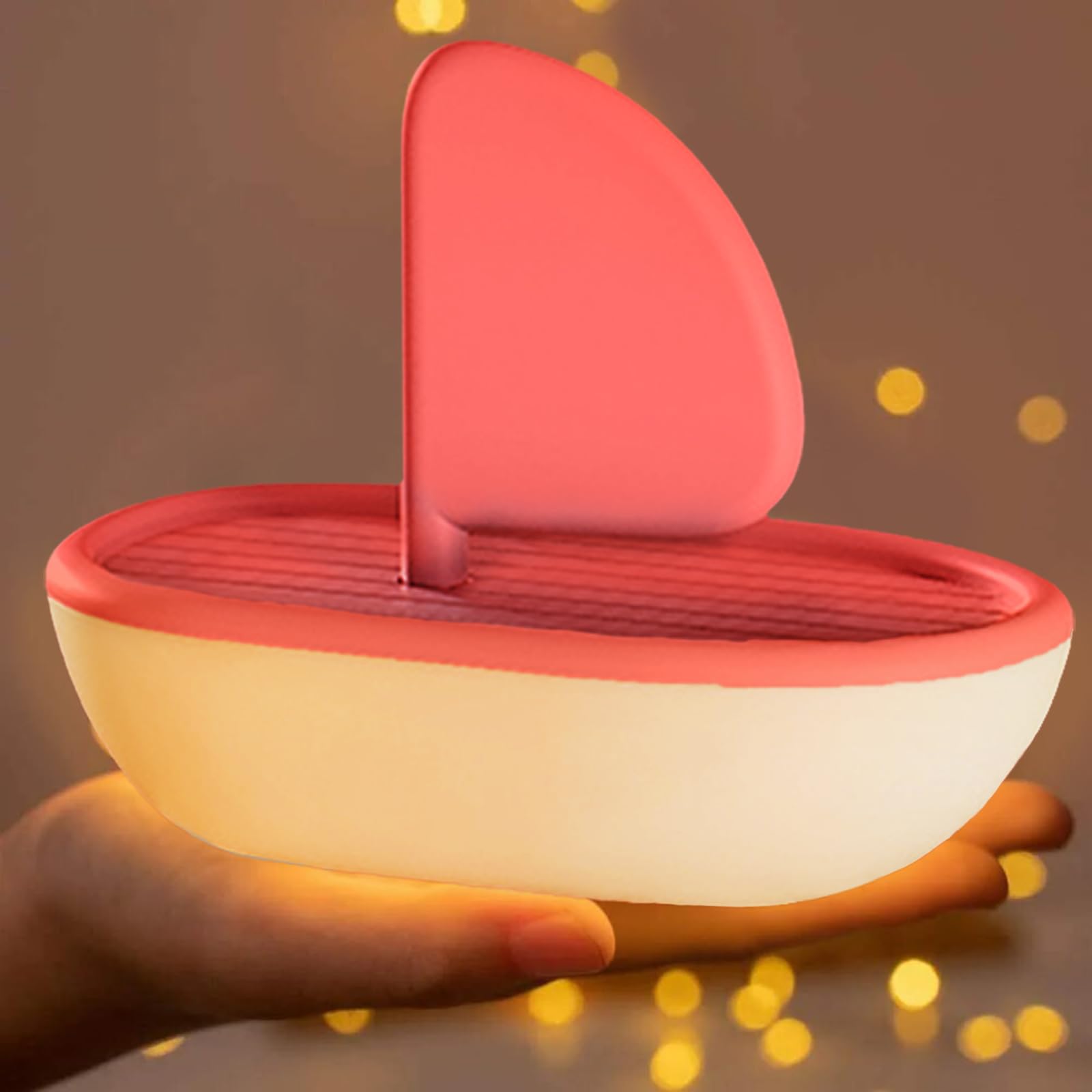 Yenergy Music Sailing Boat Night Light, Cute Sailing Boat led Night Lamp USB Rechargeable with Timer, Perfect Fun Bedroom Bedsid