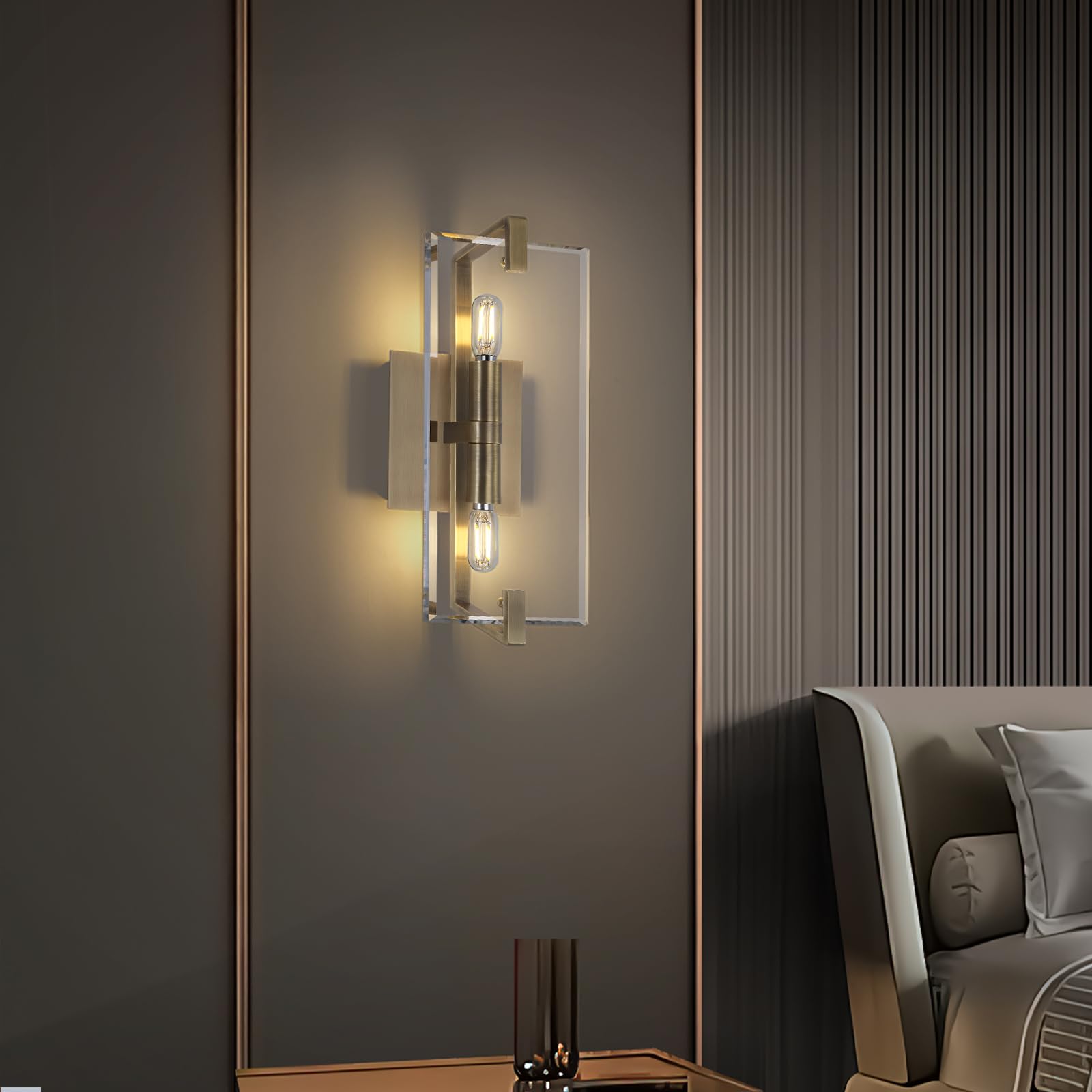 Crystal Vanity Wall Sconces Lights For Bathroom 13.5In Gold Sconces Wall Lighting Modern Brass Vanity Lights Fixture stylish Indoor Wall Sconce For Bedroom Hallway Staircase Living Room Dining Room