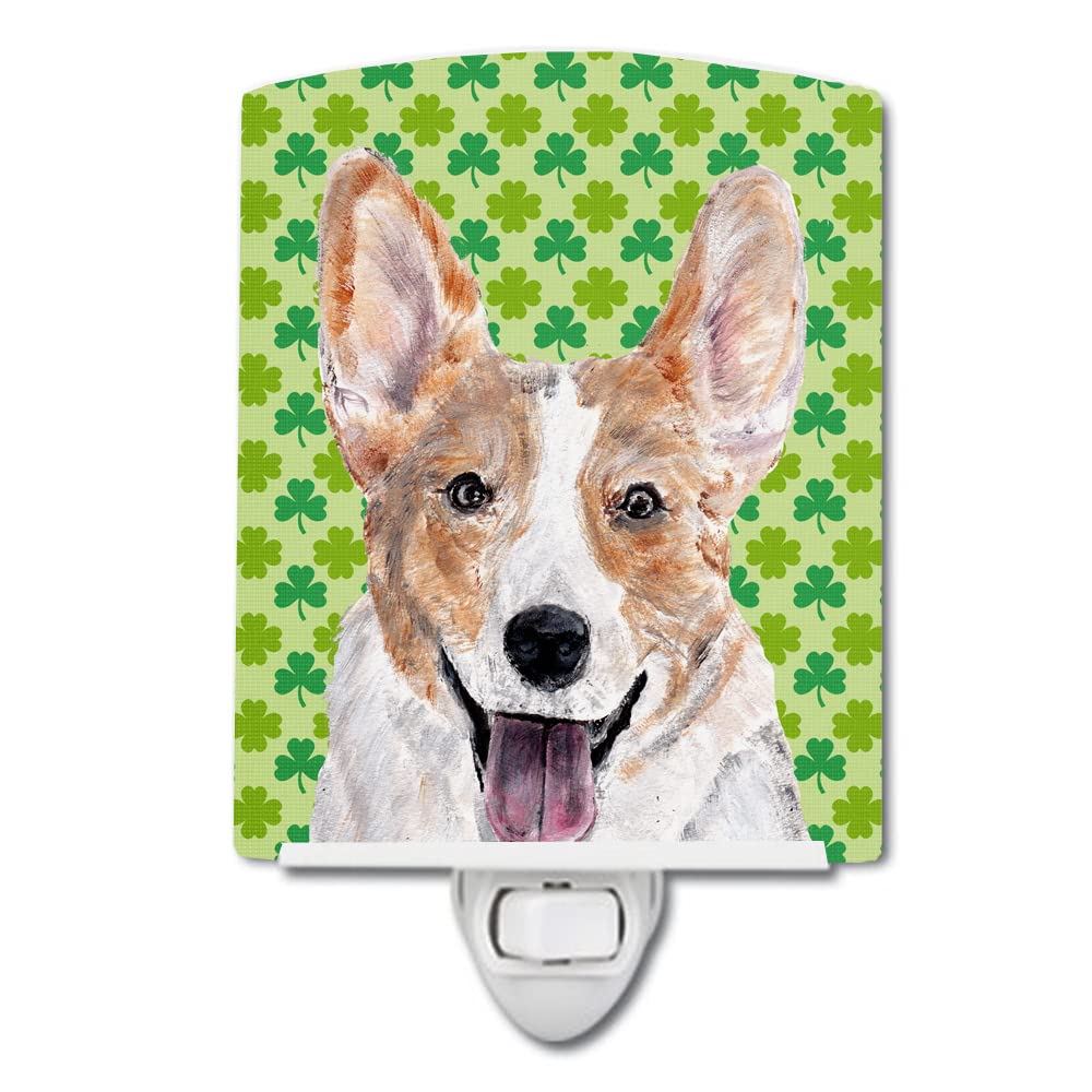 Carolines Treasures Night Light, Ceramic, Cardigan Corgi with Shamrock, 6x4x3in, Multicolor, Model SC9720CNL