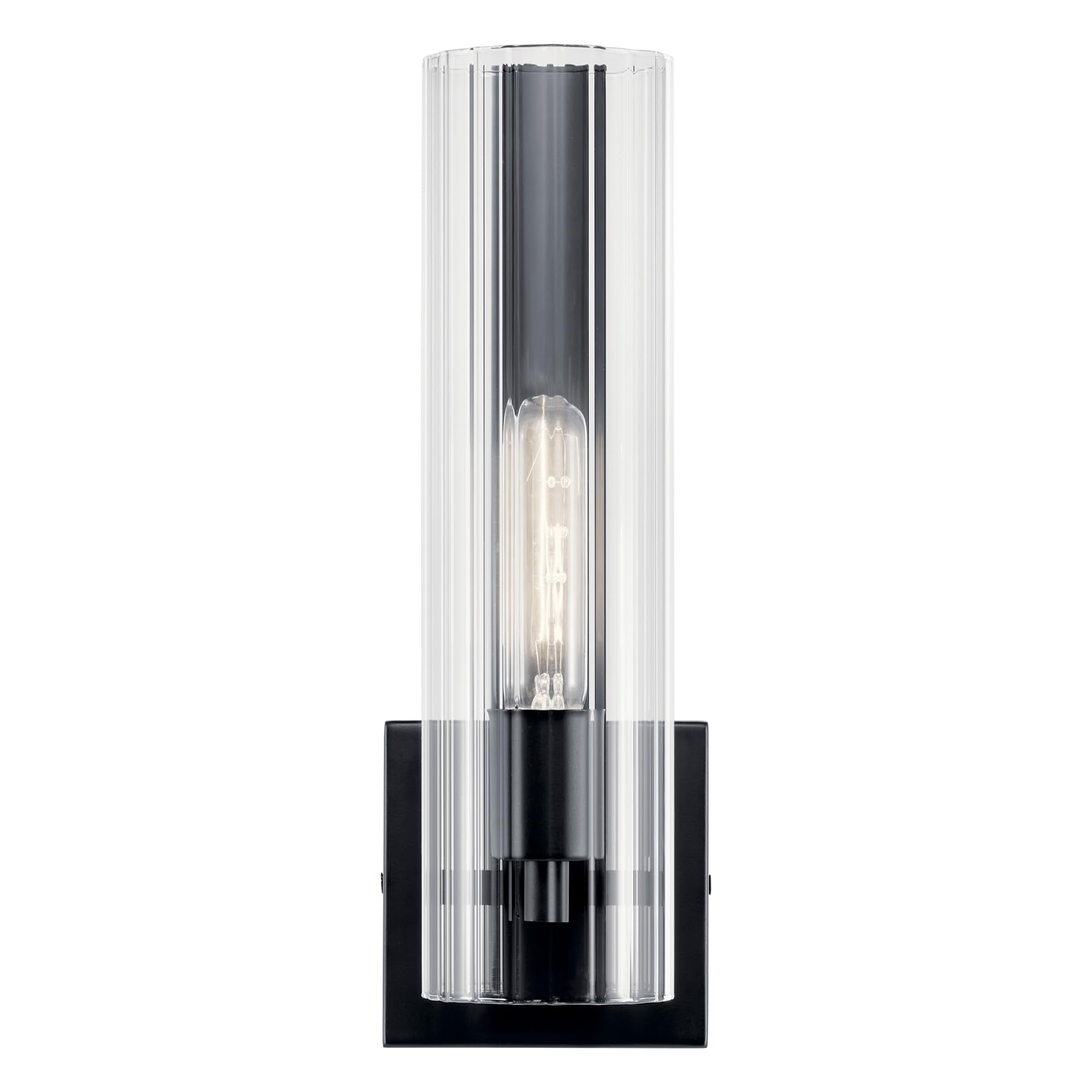 Kichler Jemsa 1 Light Wall Sconce, Modern Light With Clear Fluted Glass In Champagne Bronze For Bathroom, Powder Room, Sides Of