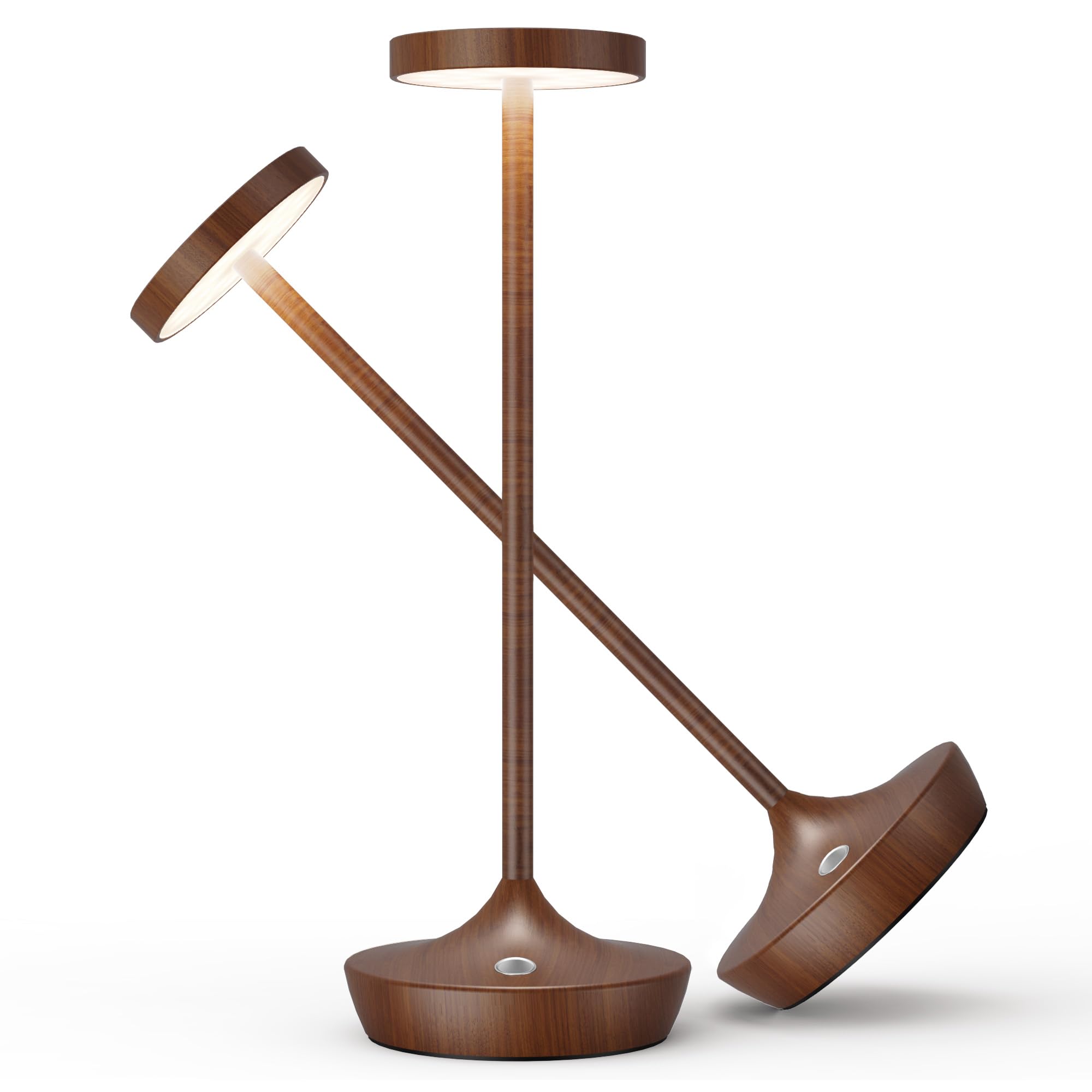Willdoak Cordless Table Lamp - 6000mAh LED, Touch Dimmable, Waterproof, Woodgrain, Model X86, Rechargeable for Outdoor Use