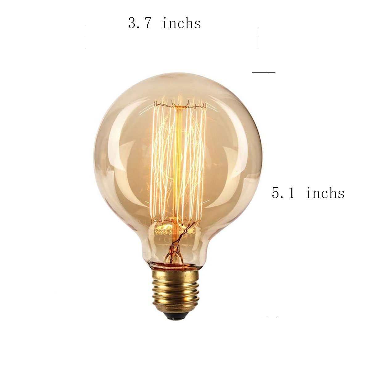 Goendr Vintage Edison Bulb,Large Round Edison Antique Light Bulbs-G30/G95 120V - Dimmable Thread Filament Style Nostalgic Light
