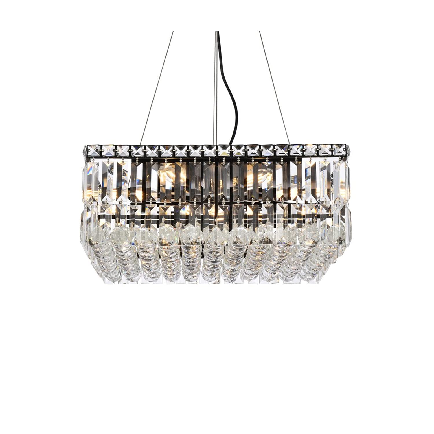 Elegant Lighting Maxime 20&quot; Black Metal And Crystal Chandelier - Modern Home Decor
