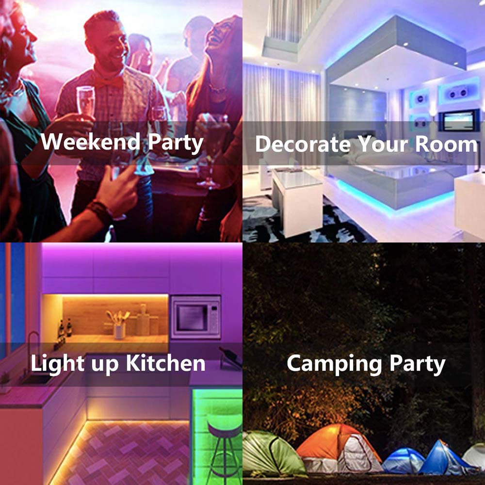Lcutml 50FT Smart LED Strip Lights, Multicolor, App & Remote Control, Sync to Music, Model ERS-F30RGBB12-IP300