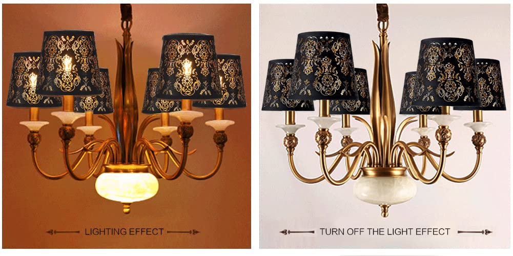 Yisun Chandelier Lamp Shades Set Of 6, Black/Texture Crystal Bell Clip-On Shades, Model Df-Lczd10-Dka