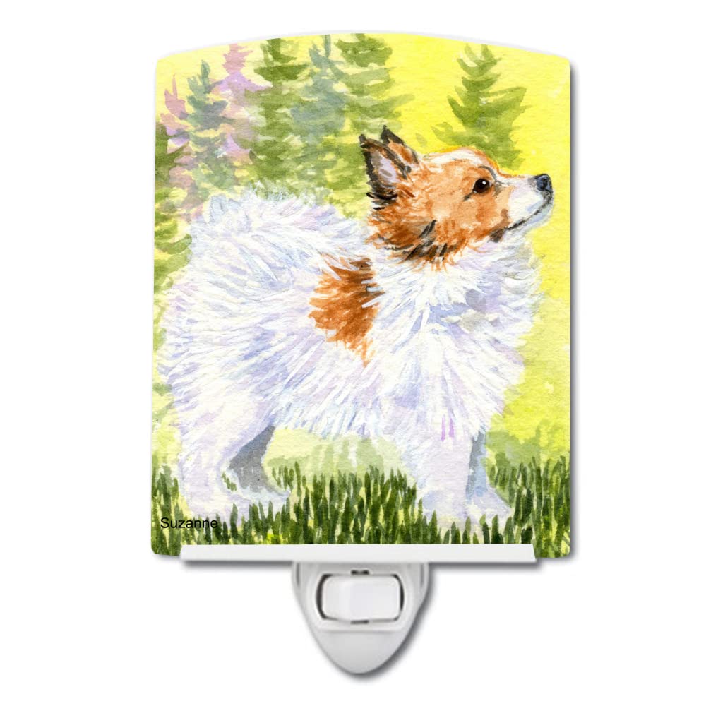 Caroline'S Treasures Ss1029Cnl Papillon Ceramic Night Light Compact, Ul-Certified, Ideal For Bedroom, Bathroom, Nursery, Hallway, Kitchen, 6X4X3, Multicolor