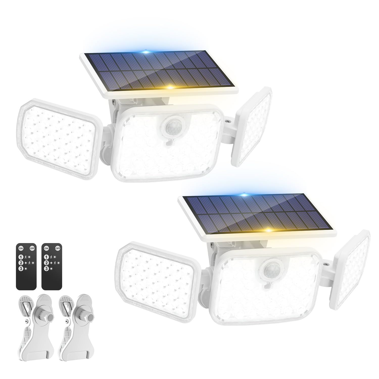 Peasur Solar Motion Lights Outdoor, 2 Pack with Remote Control, IP65 Waterproof, Plastic, White
