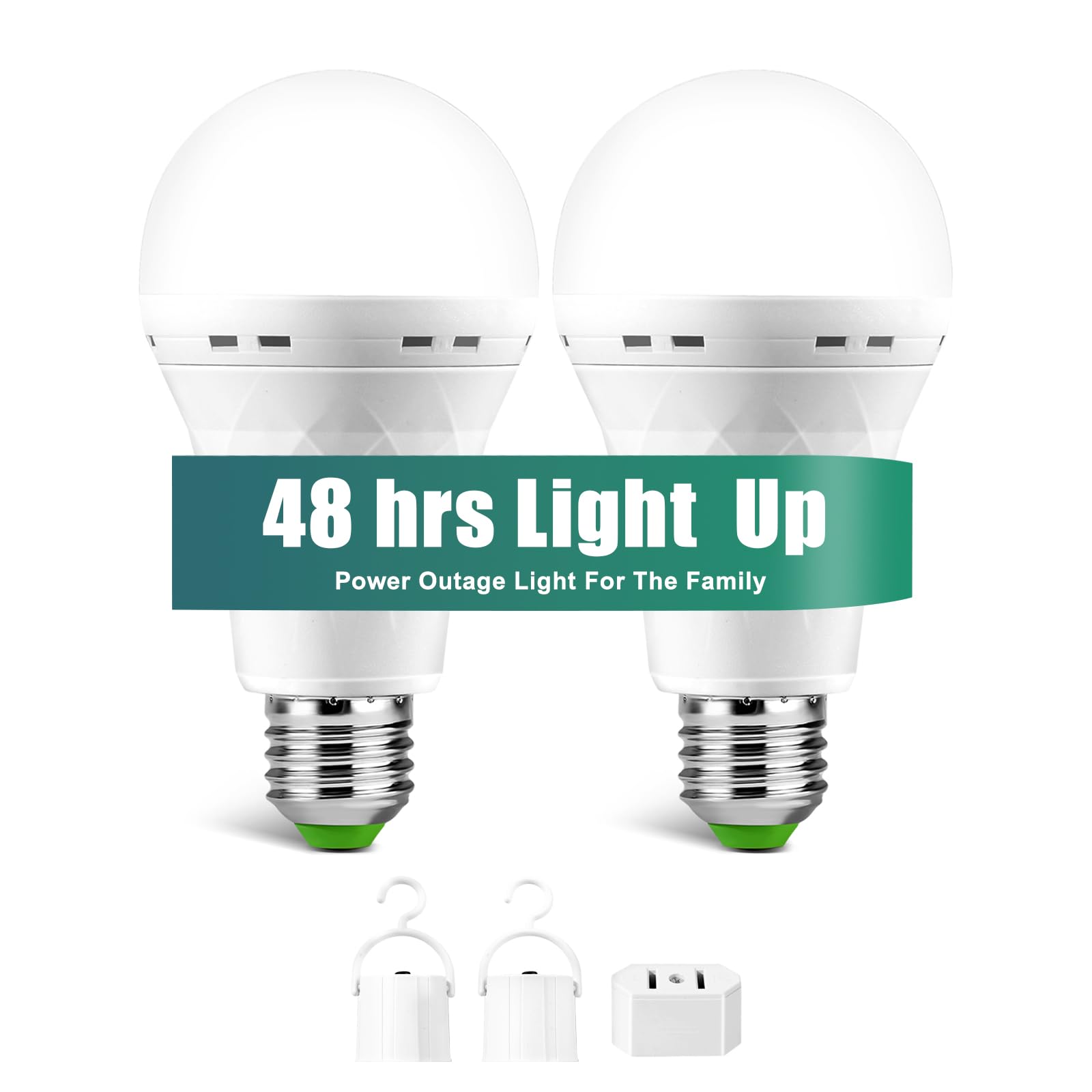 Moslian Emergency-Rechargeable Light Bulb With Hook,Stay Lights Up When Power Failure, 1500Mah 12W 60W Equivalent Led Light Bulb