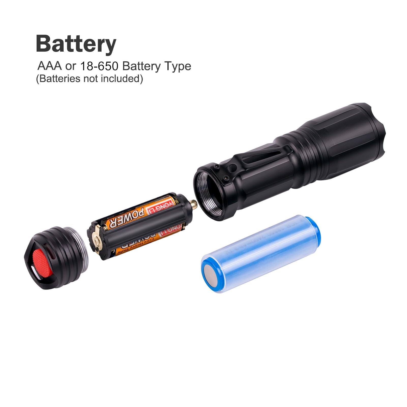 LUMENSHOOTER Zoomable Red Flashlight - 4-in-1 RGBW LED, Aluminum, Multicolor for Night Vision, Fishing, Astronomy