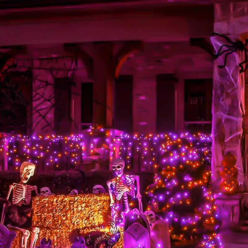 EXF 50 LED Fairy Lights 4-Pack, Waterproof, Battery Operated, 16FT, Orange and Purple, Model YHY-BO50LED
