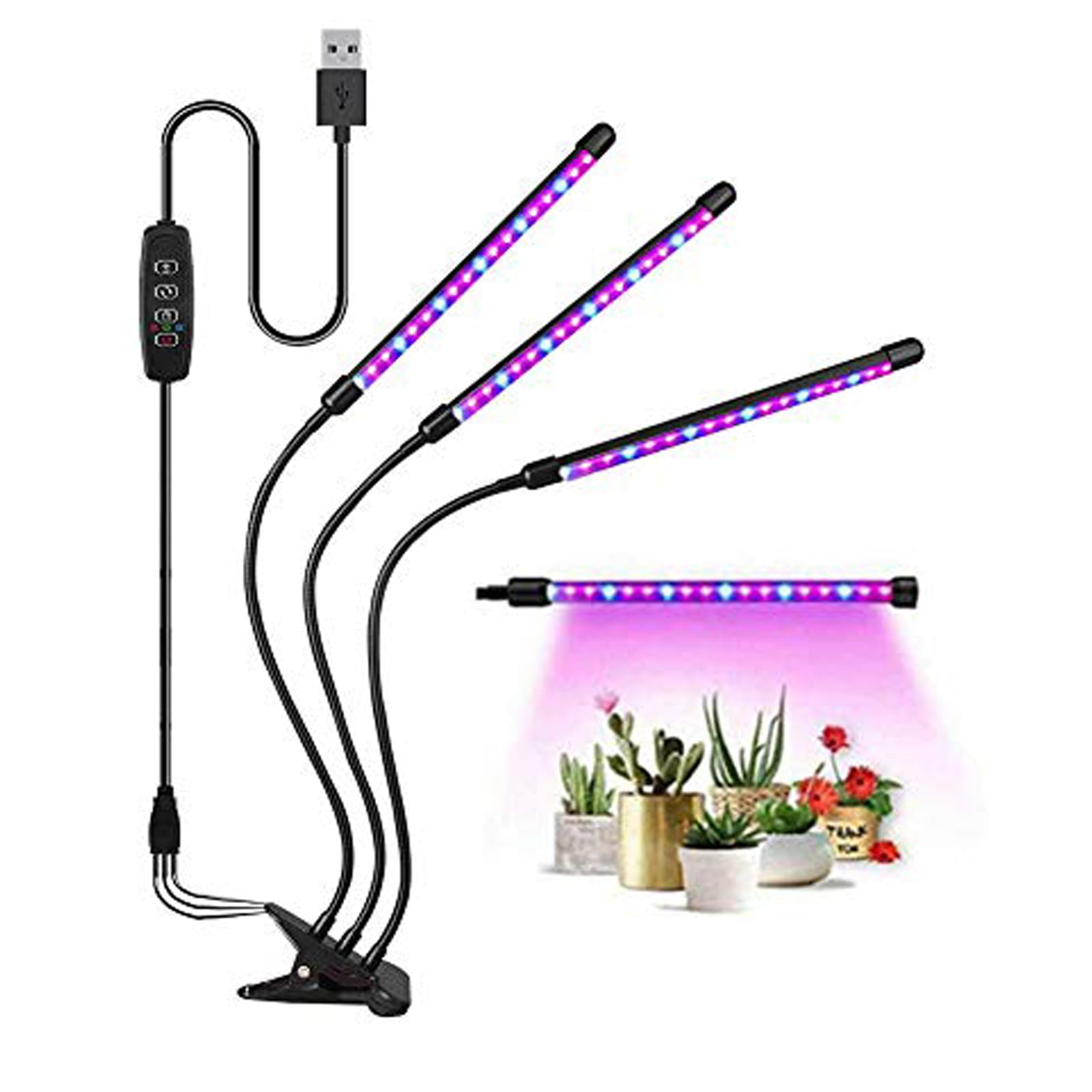 60W Led Plant Grow Lights For Indoor Plants, Led Grow Lamp Bulbs Plant Lights Full Spectrum With Adjustable Neck, Auto On & Off