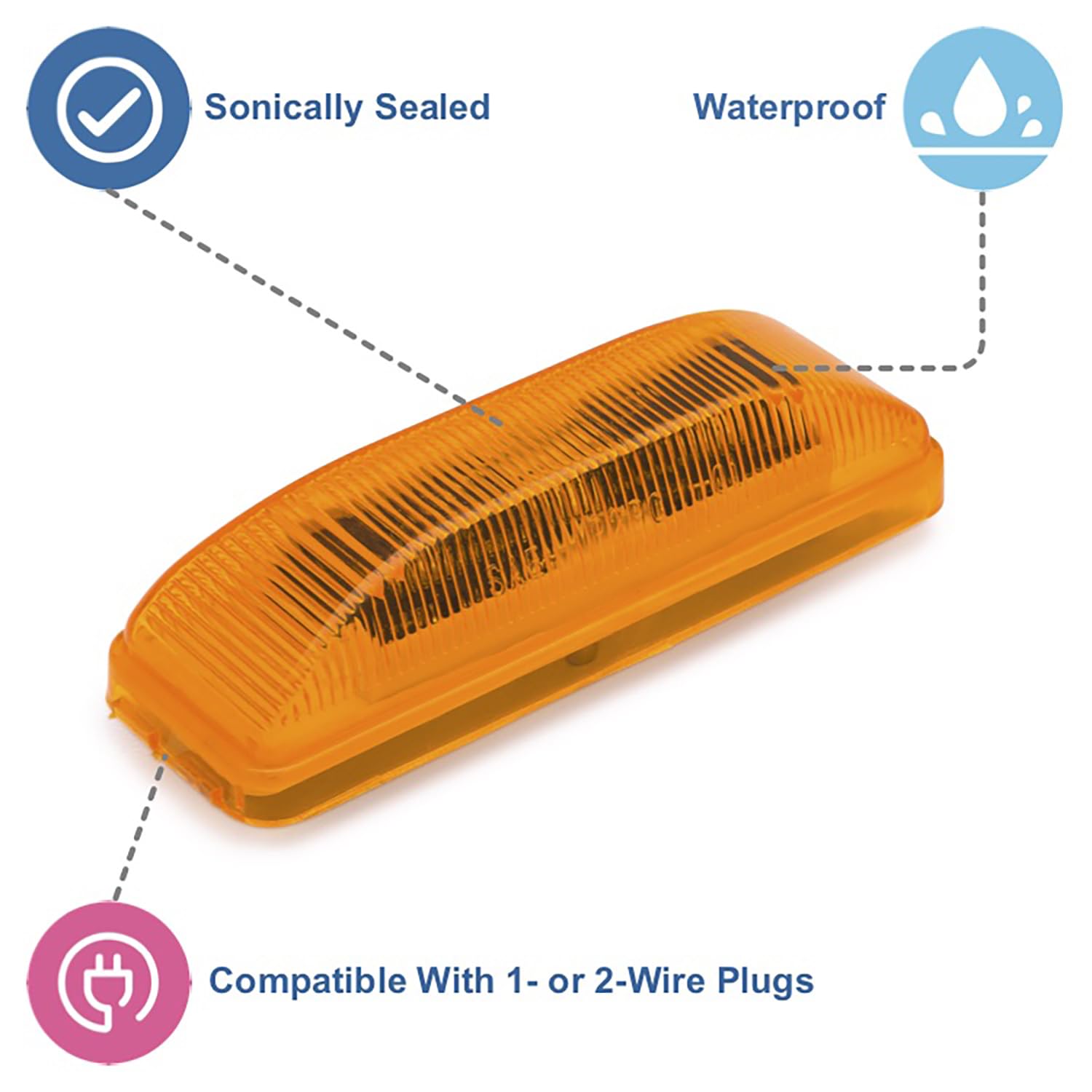 Lumitronics Rv Model 19 Series Thin Line Sealed Led Marker/Clearance Light (Amber)
