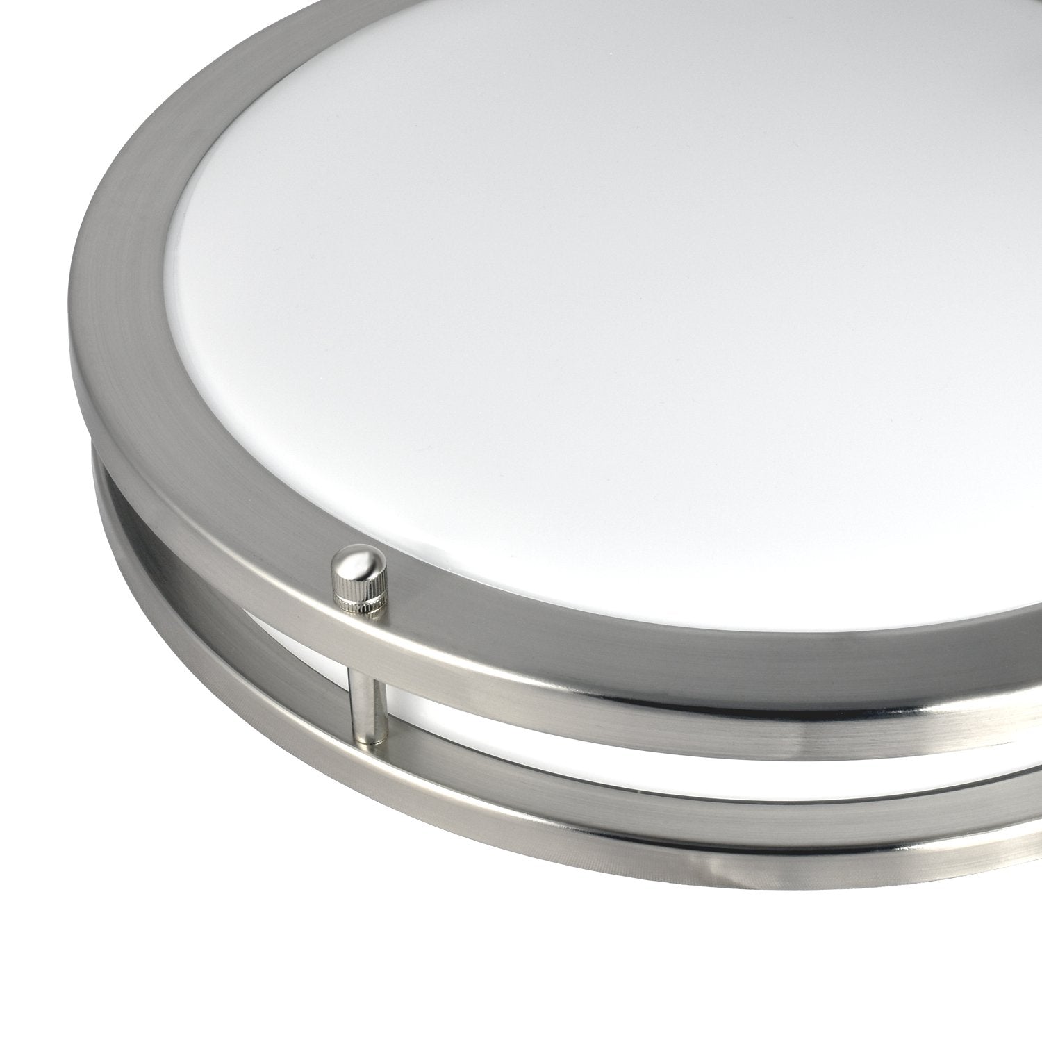 LUXRITE 14 Inch LED Flush Mount Ceiling Light, Dimmable, 18W, 1440 Lumens, Brushed Chrome, Model LR23282