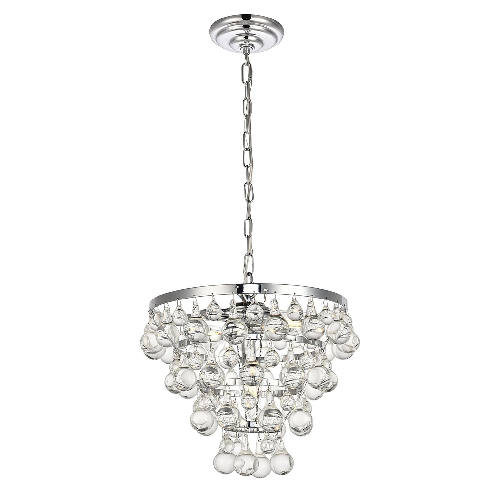 Elegant Lighting Living District Indoor Modern Home Decorative Bright Ceiling Kora Collection Pendant D13 H10.9 Lt:3 Chrome Finish