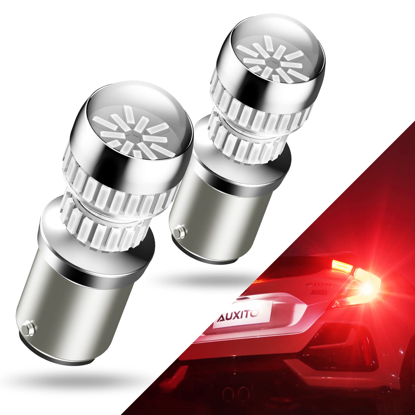 AUXITO 1157/2357 LED Bulb Red - Super Bright Tail Lights Brake Lights Replacement, Model AUXITO-US54H1157R2-1109, Pack of 2