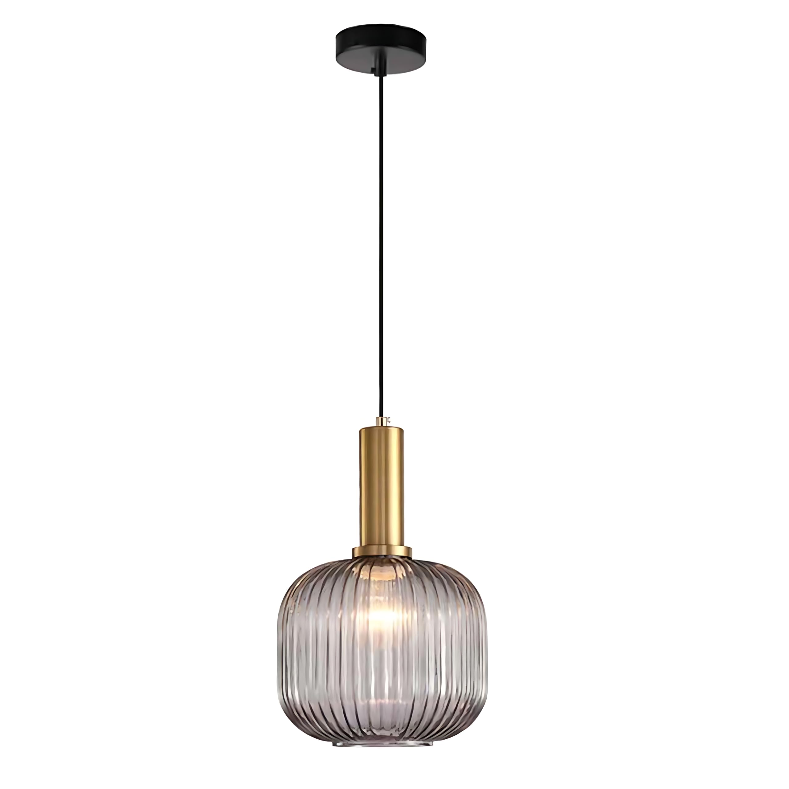 I-xun Modern Pendant Light Fixture, Striped Glass, Gold Socket, 7.87in  Size, Gray, Model I-xun SG-M