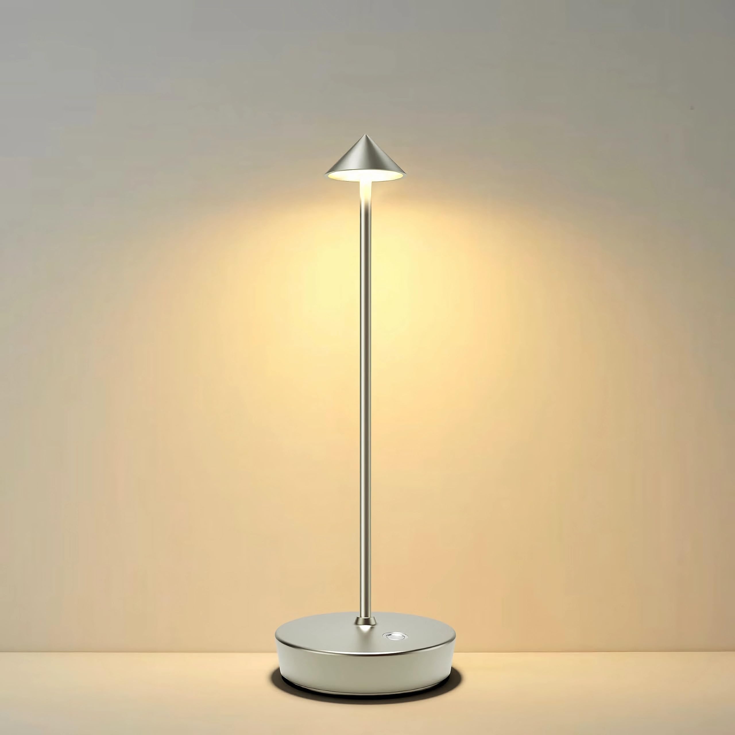 Tpczqj Rechargeable Cordless Table Lamp, 6000mAh LED, Touch Control, Waterproof, Silver, Model x12