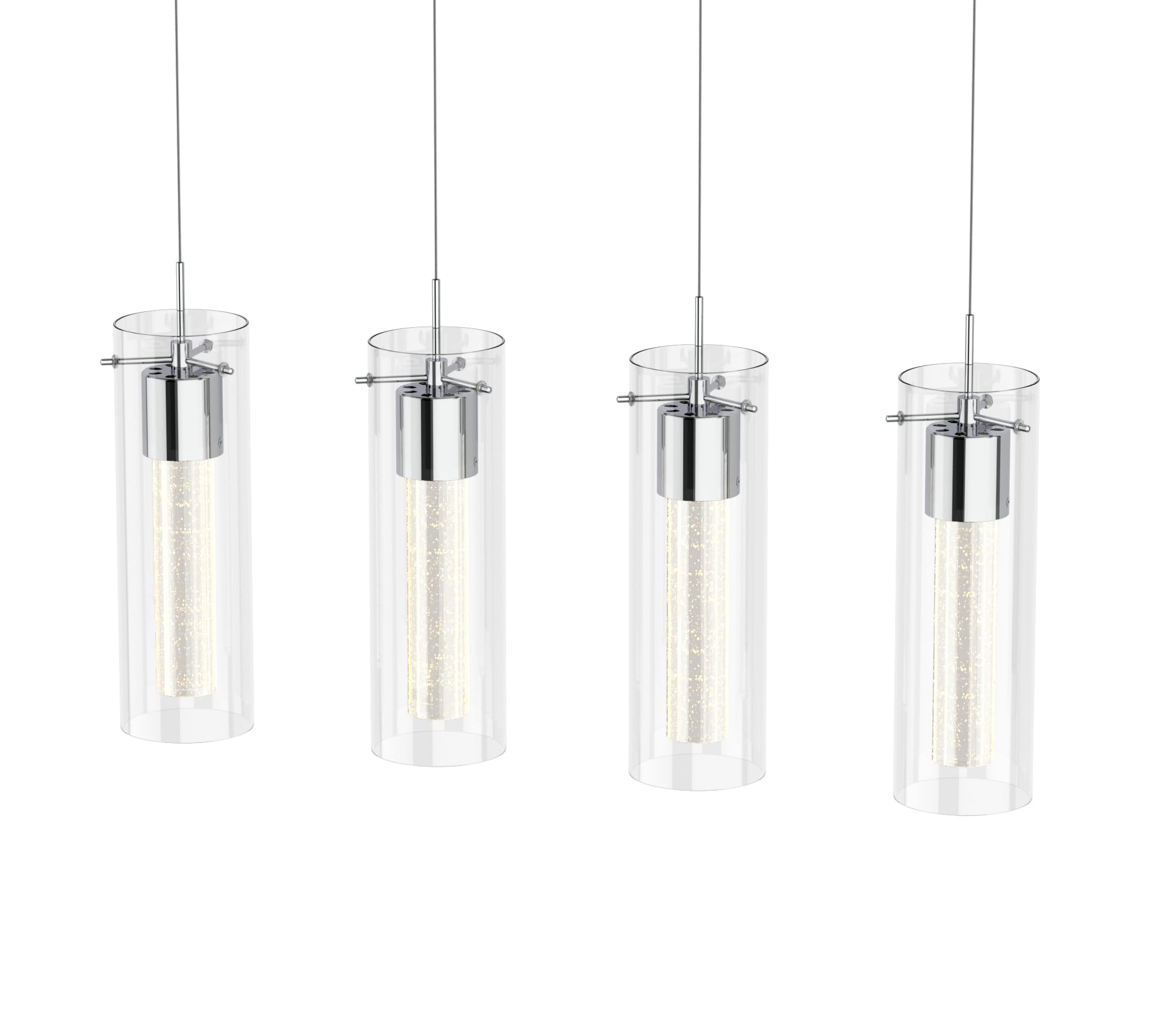 Tawson 4-Light Chandelier Pendant Ceiling Light, Integrated LED, Glass, Silver, Model 12720