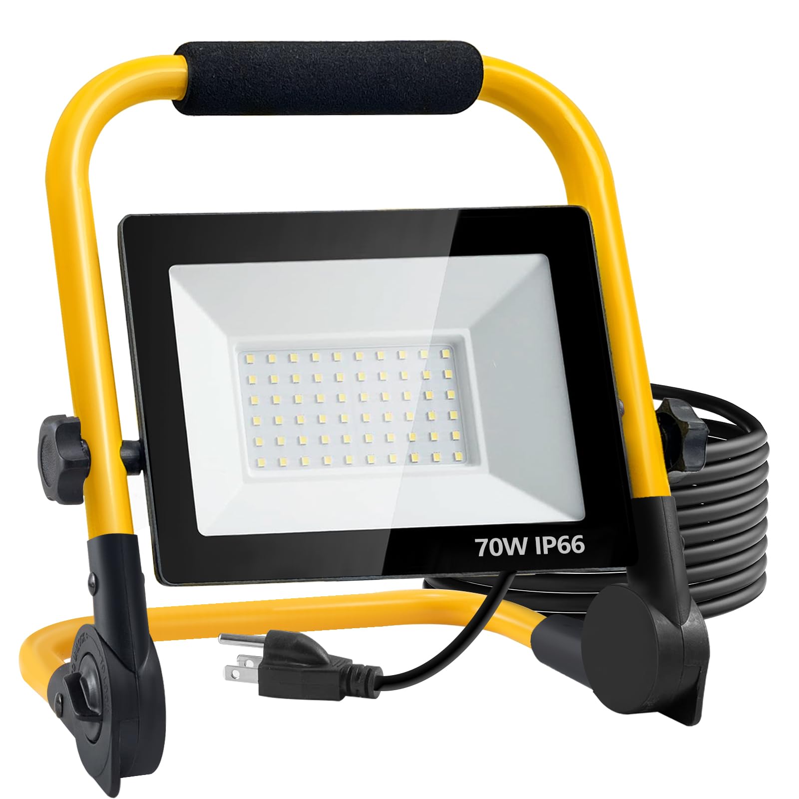 7000LM LED Work Light 5ft Cord with Plug,with Individual Switch.Portable,IP66 Waterproof with a stand.For camping,garage, car re