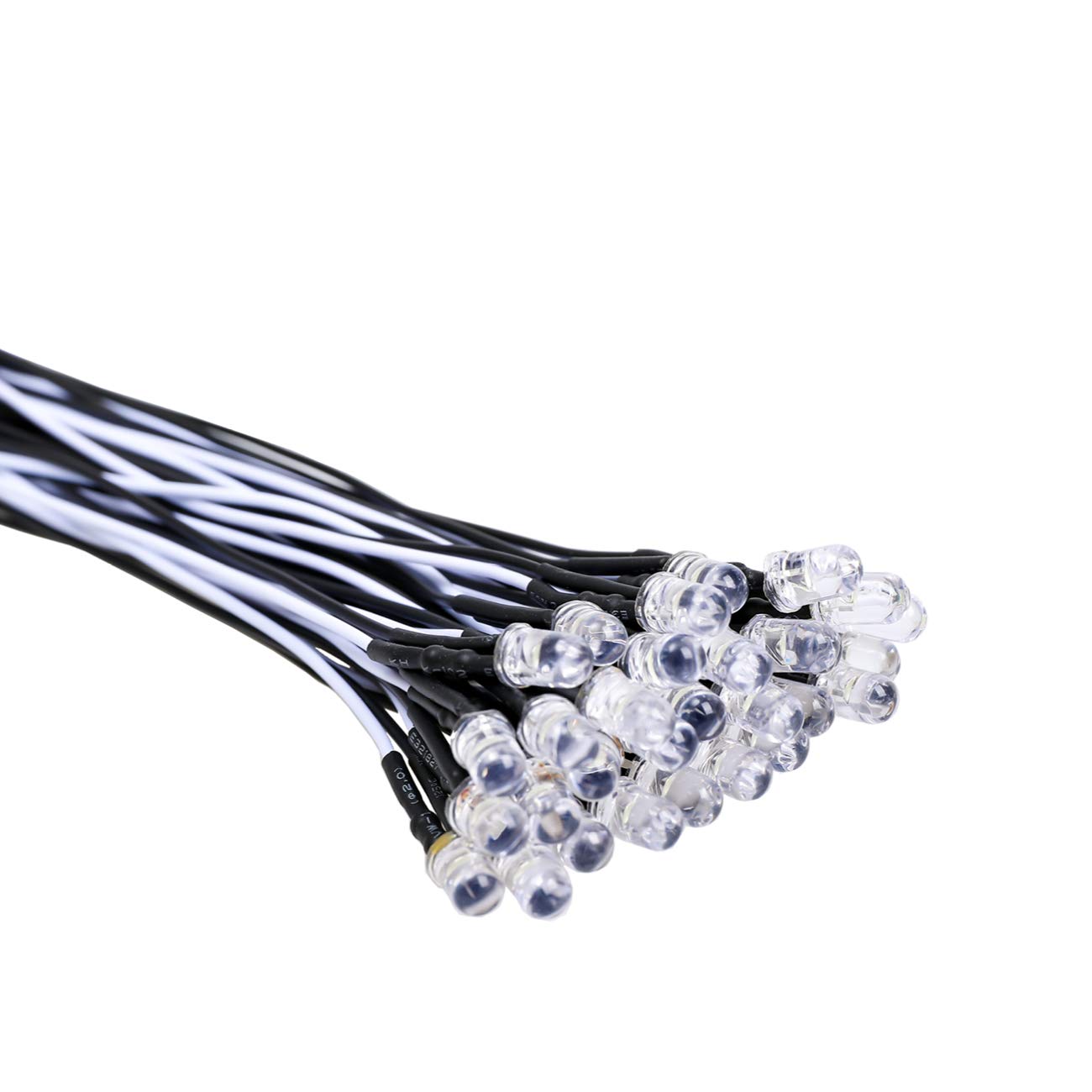 Edgelec 30Pcs 12 Volt 5Mm White Blinking Led Lights Emitting Diodes (1.5Hz Single Color Flashing) Pre Wired 7.9 Inch Dc 12V Led