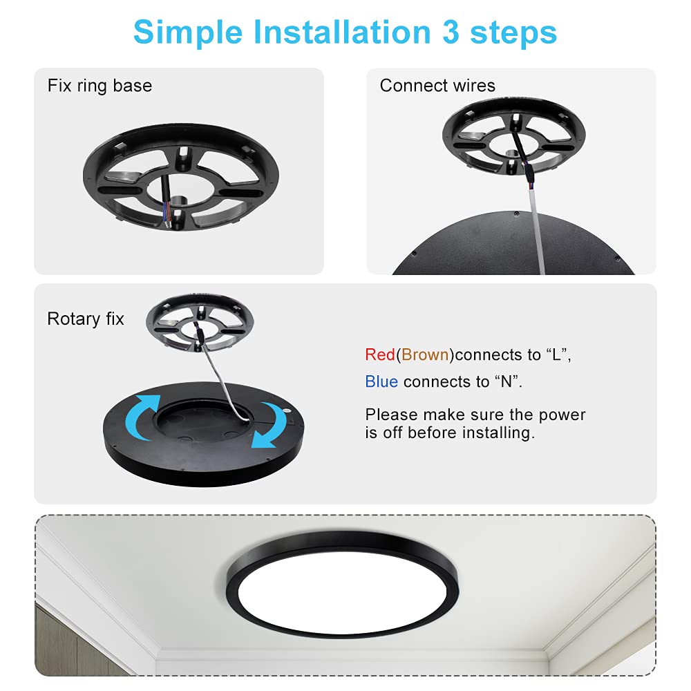 9 Inch White Led Flush Mount Ceiling Light, 5000K Daylight White Low Profile Led Ceiling Light, 18W 1800Lm, Round Slim Flat Ceil