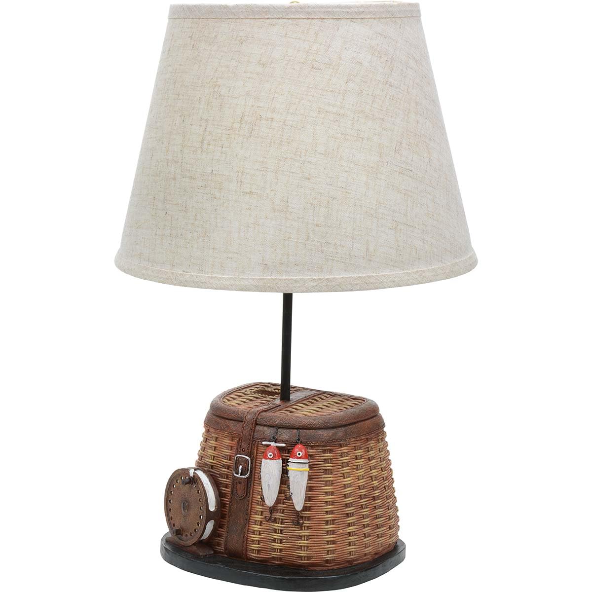 BLACK FOREST DECOR Fishing Creel Accent Lamp - Rustic Beige Table Lamp, 20.25" x 13.15"