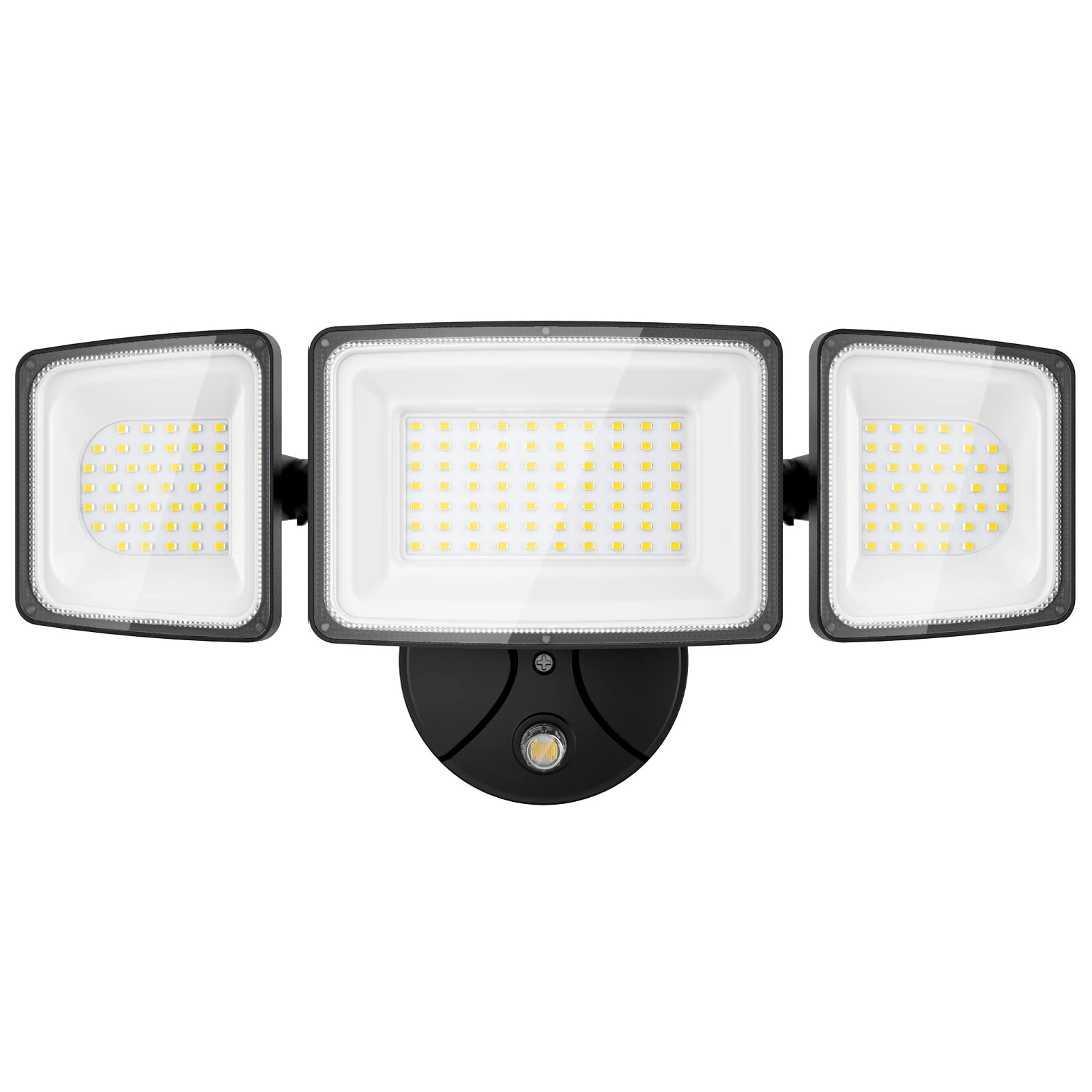 Onforu 100W Dusk to Dawn LED Flood Light, 9000LM, IP65 Waterproof, 3 Adjustable Heads, 6500K, Black, Model BDD100D-