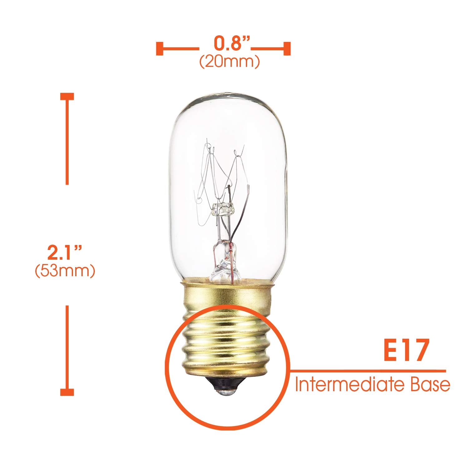 Xtricity 15W Incandescent Appliance And Himalayan Salt Lamp Light Bulb, T7, E17 Intermediate Base, Dimmable, 130V (2 Pack)