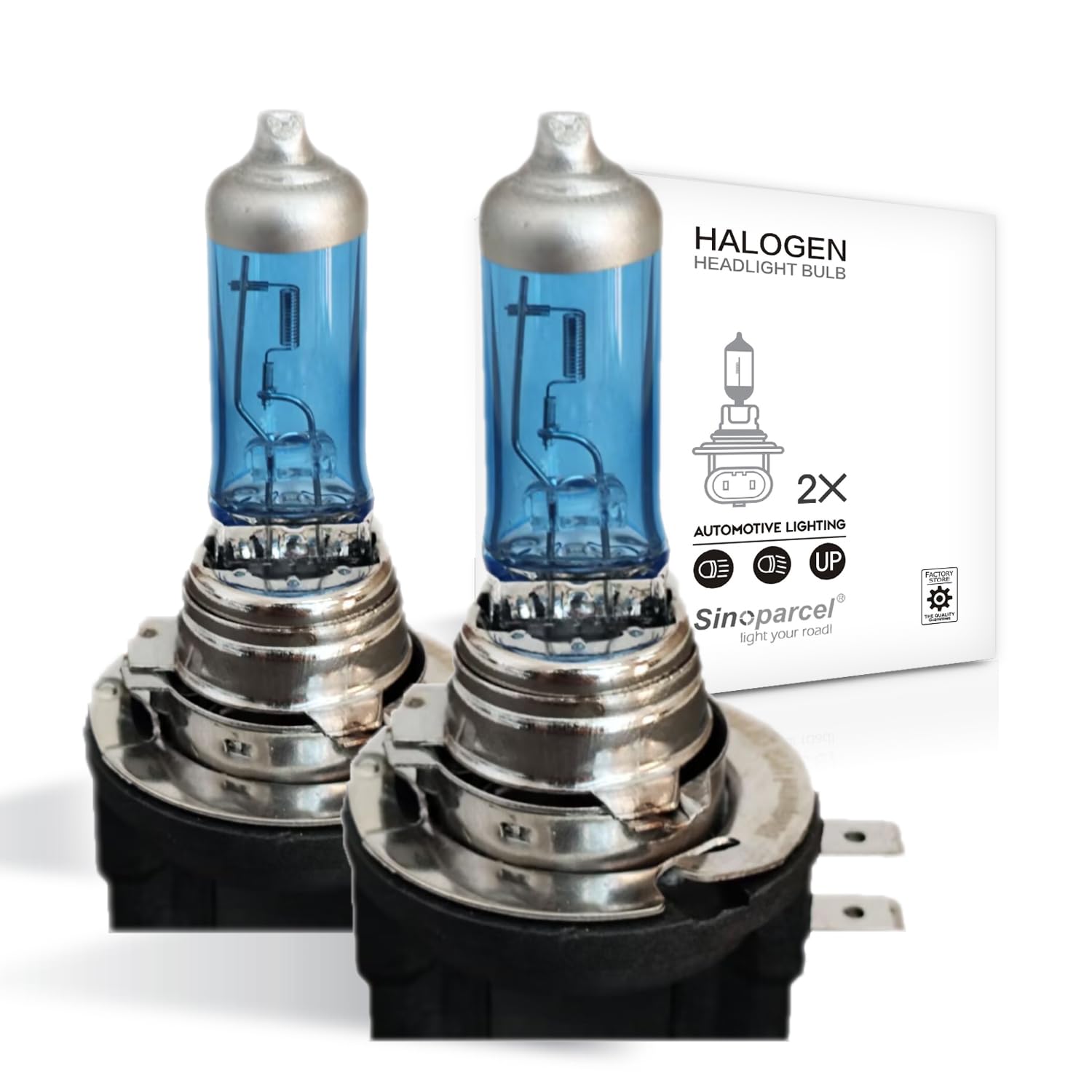 Sinoparcel H11B Halogen Headlight Bulb - 270% Brightness, 5000K White, Pack of 2