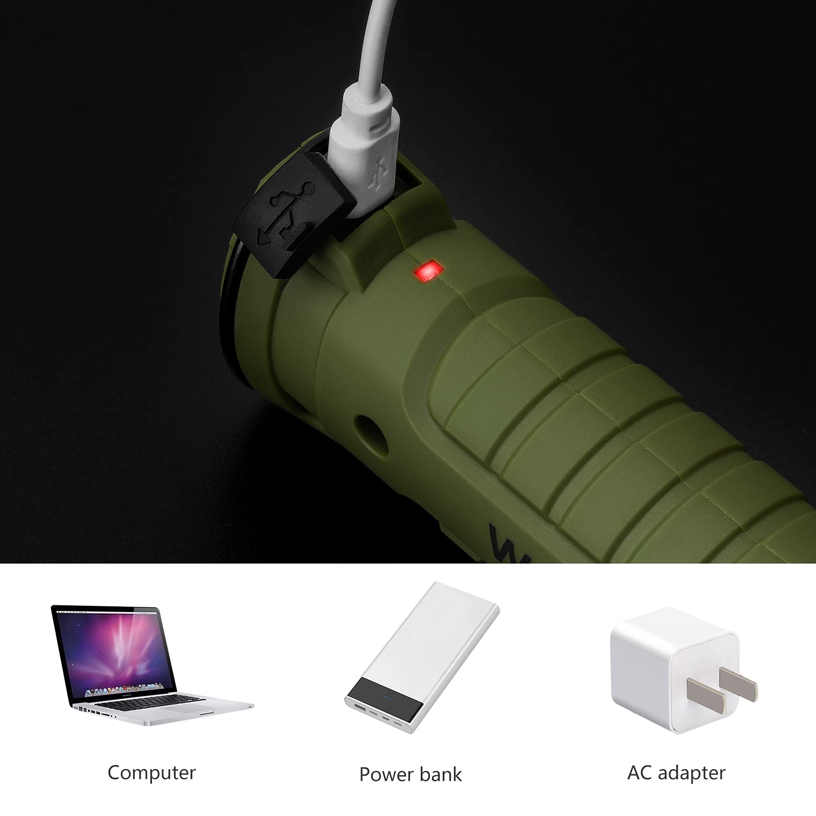 Vagocom 4 Pack LED Rechargeable Flashlight, Mechanic Tools Trouble Light Cordless Worklight with Magnetic Base 360Rotate 5 Modes