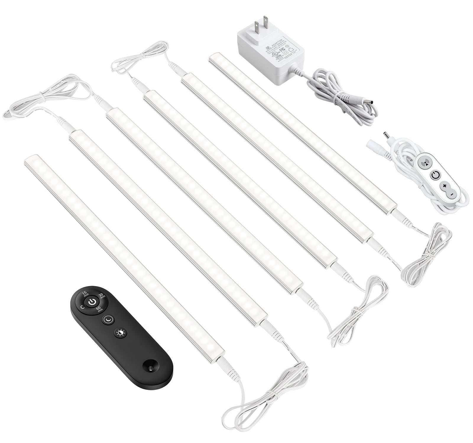 Remote Control Under Cabinet Led Light Plug in, Dimmable Daylight White 4500K, 6 Pack 12 inch Linkable Led Under Counter Lights 