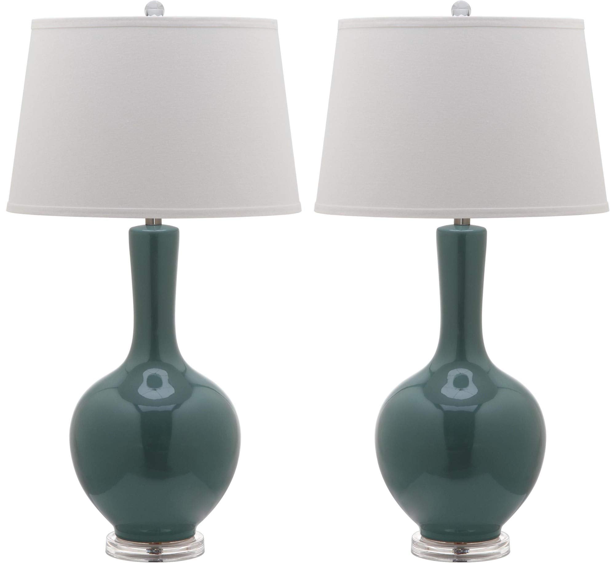 Safavieh Lighting Collection Blanche Gourd Teal And White Table Lamp, Set Of 2