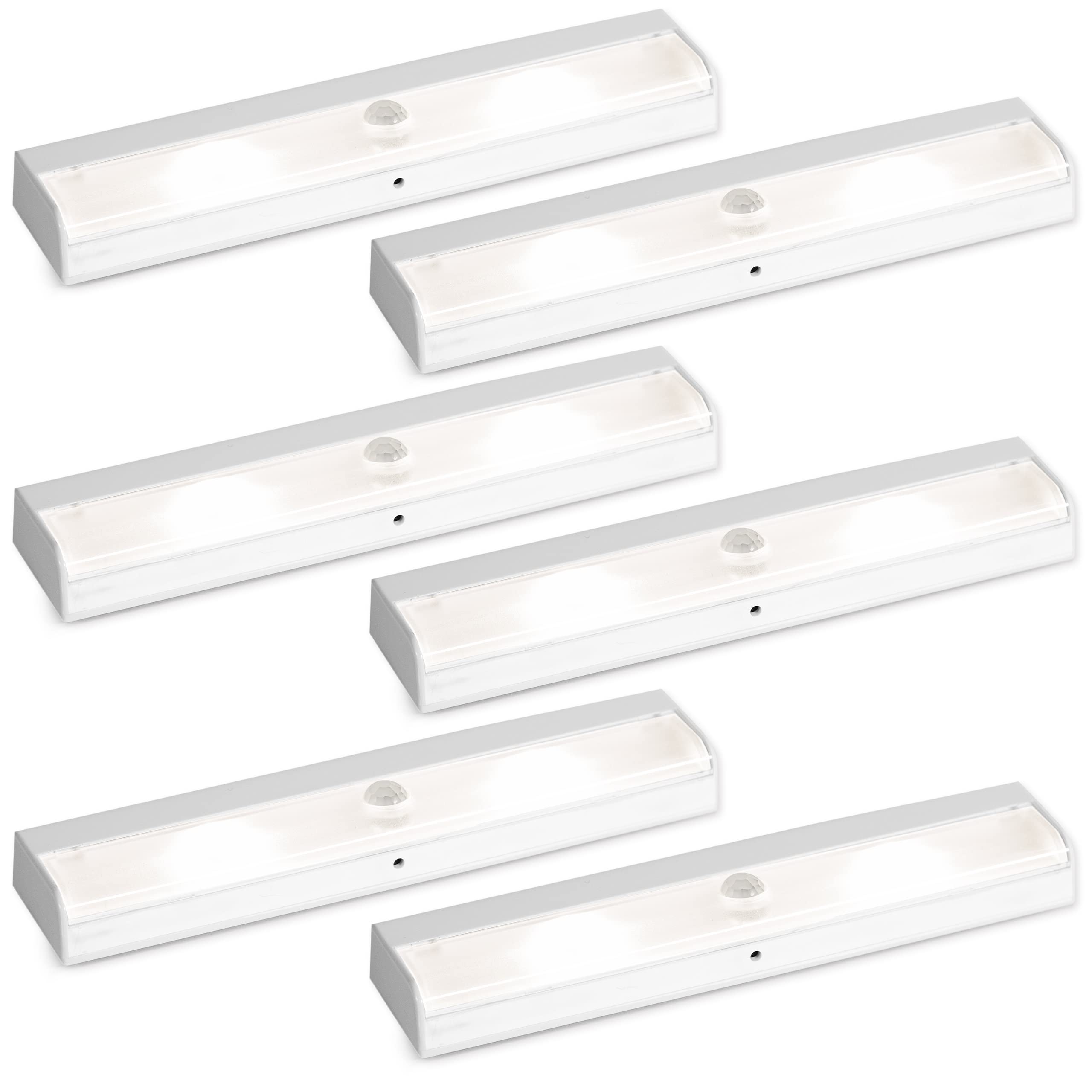 Brilliant Evolution Wireless LED Stair Lights - Motion Sensor, Battery-Operated, 6 Pack, White, Model f132689a-0ad2-42fb-8a74-4bc