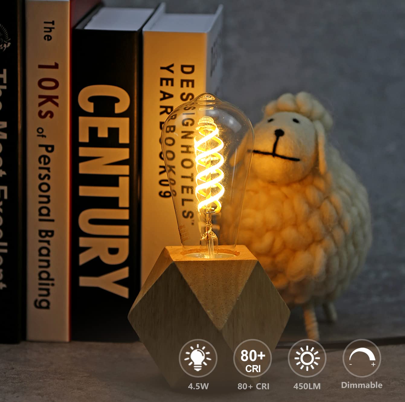 Austin Coast St19/St58 Vintage Led Edison Bulb,4.5W Warm White 2500K,Amber Glass Flexible Spiral Led Filament Light Bulb,450Lm D